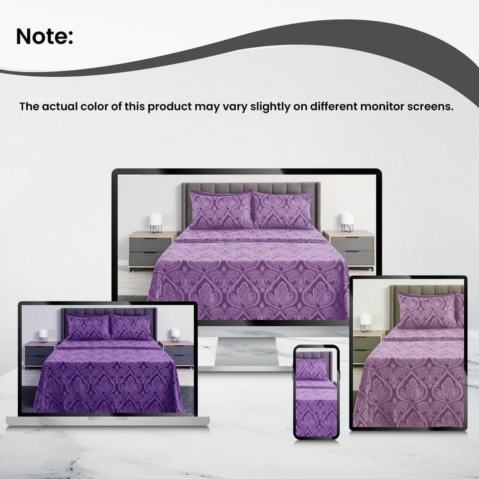 Wrinkle-Resistant Paisley Printed Queen Bed Sheets Set, Microfiber 6 Piece Bedding Set - Purple - Luxury Bed Sheet Set with Deep Pockets Detail
