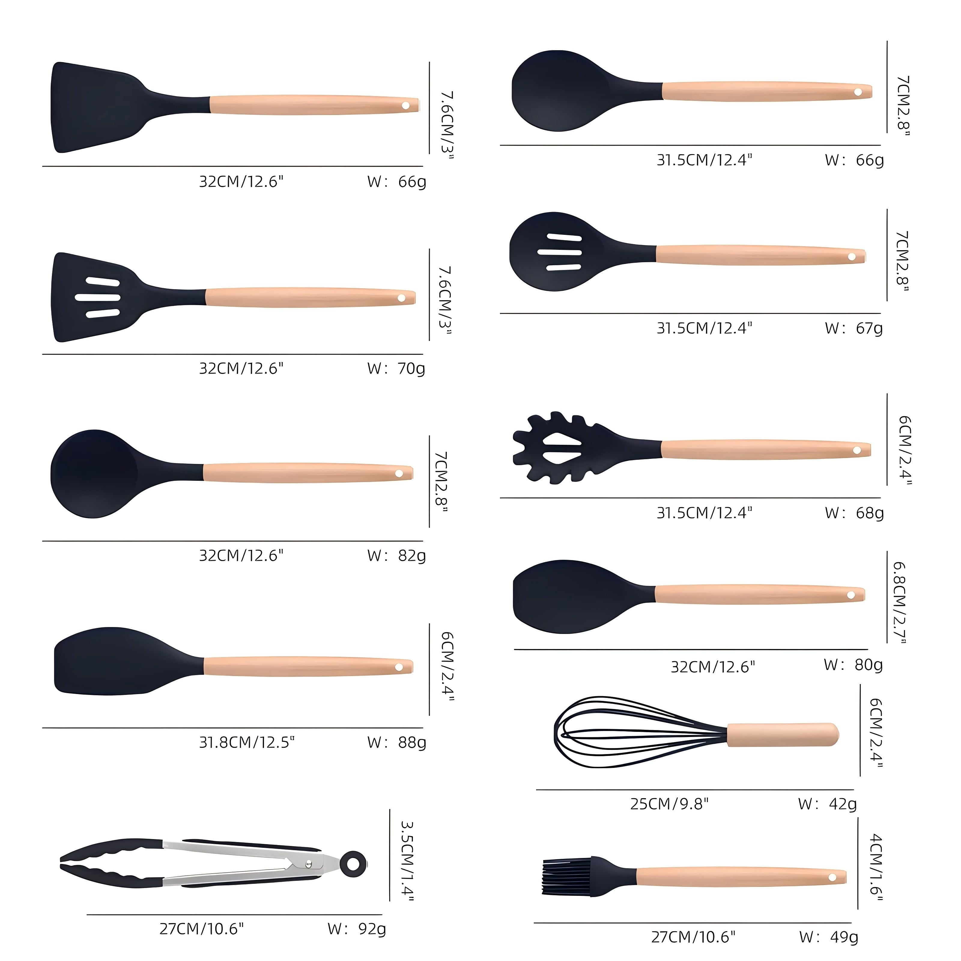 Heat-Resistant Kitchen Utensils Set- 19 Pcs Silicone Cooking Utensils Set for Nonstick Cookware-Silicone Spatulas Set, Kitchen Gadge... - Ergonomic Kitchen Tongs and Cooking Spoon Utensil Detail