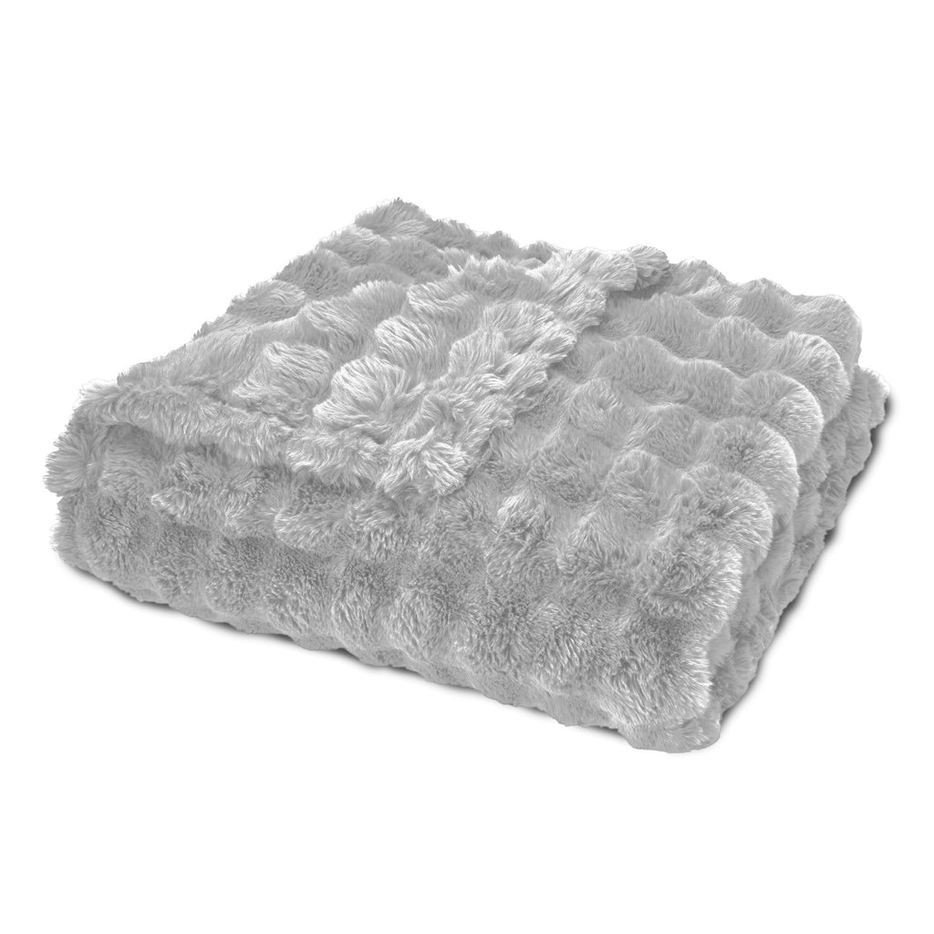 Cozy Fleece Serenade Gray Textured Faux Fur Throw Blanket, 50 x 70 - Cozy Fleece Throw Blanket for Couch & Bed Detail