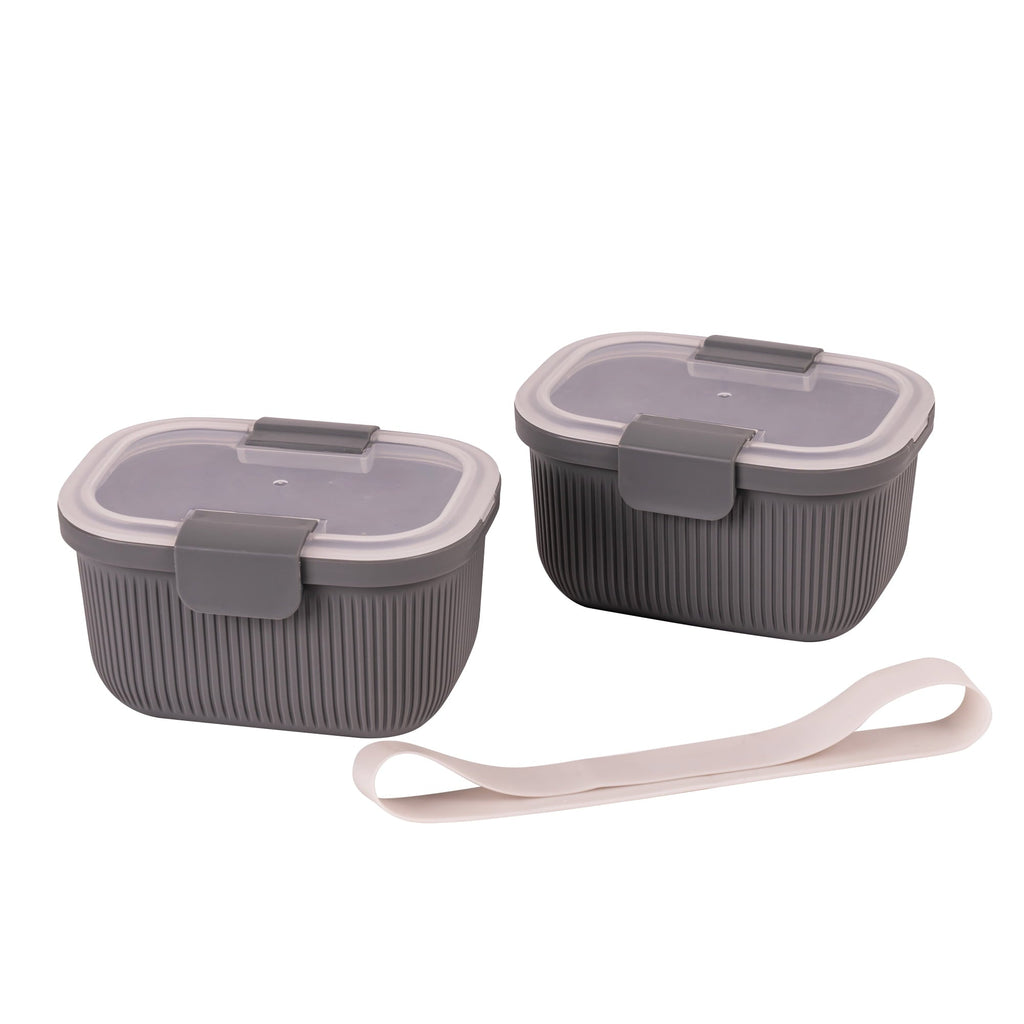 Playful Geometric Plastic Food Storage Bento Snack Container, Rectangle, Grey, 19oz Capacity, Made for Portable Food Storage - Fun Food Fidget Cookie Squishable Toy Detail