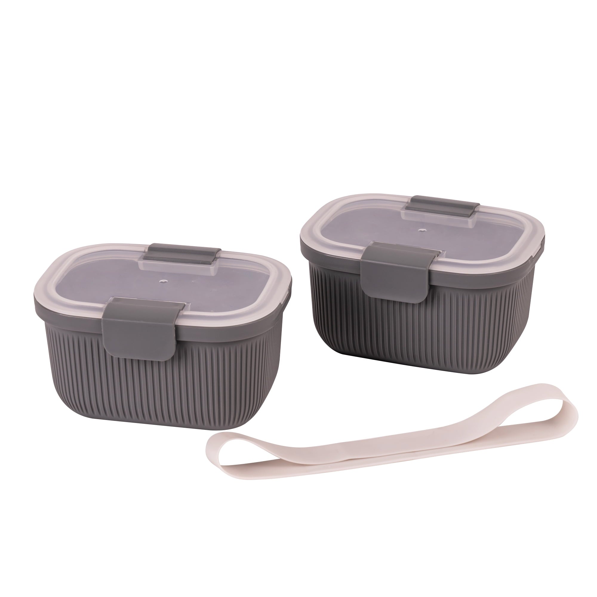 Playful Geometric Plastic Food Storage Bento Snack Container, Rectangle, Grey, 19oz Capacity, Made for Portable Food Storage - Fun Food Fidget Cookie Squishable Toy Detail