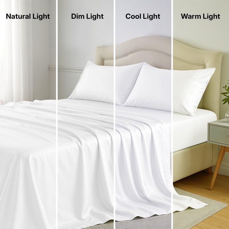 Premium Egyptian Cotton Lux Decor 100% Organic Viscose - 4 Piece Ultra-Soft Luxury Cooling Bed Sheets, 16" Deep Pocket, Breathable & Hypoalle... - Breathable Egyptian Cotton Flat & Fitted Sheets Detail