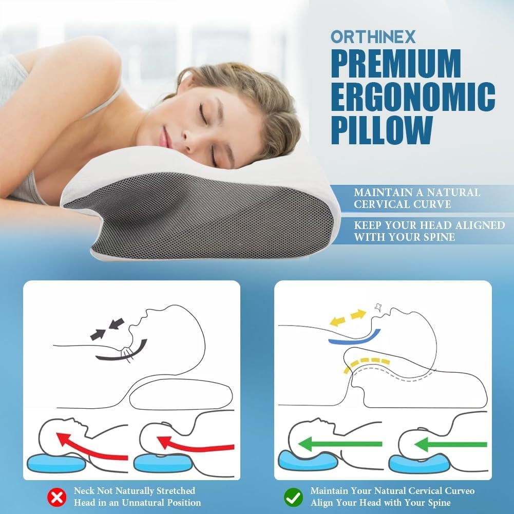 Fluffy Shredded Airway Pro Sleep Apnea Pillow, Airway Pro Cervical Pillow - All-Night Neck Support, Ergonomic Pillows for All Sleepin... - Ergonomic Memory Foam Pillow for Neck Pain Support Detail