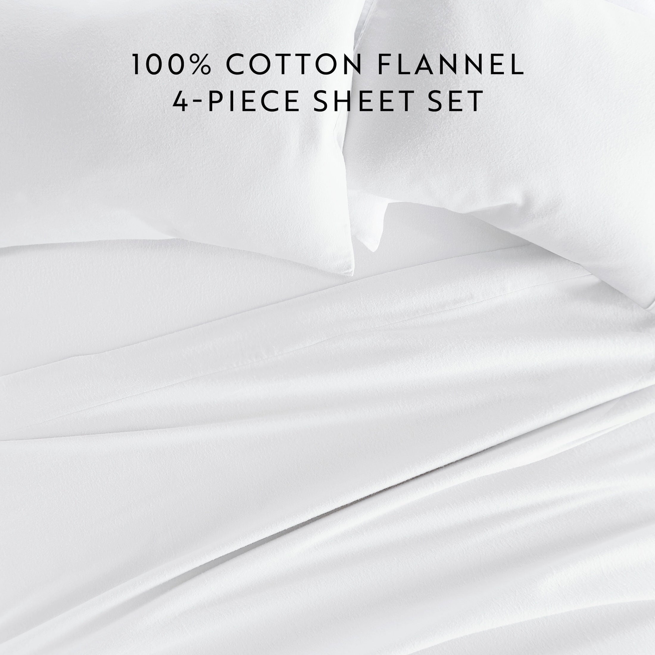 Cooling Sateen 100% Cotton Flannel Bed Sheets Set for Full Size Bedding in White - Luxury Bed Sheet Set with Deep Pockets Detail