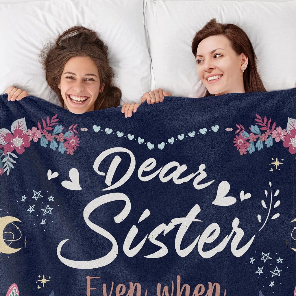 Cozy Fleece Sister Gifts Blanket, Sisters Gifts on Mother's Day, Blanket Present for Sisters on Valentine's Day, Happy Birthday S... - Cozy Fleece Throw Blanket for Couch & Bed Detail