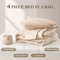 Luxurious Quilted Twin Comforter Set 4 Pieces,Comforter Set,Bed in a Bag, Bedding Set with Comforter,Fitted Sheet,Flat Sheet,Pillowcase... - All-Season Down Alternative Comforter Insert - Default Title
