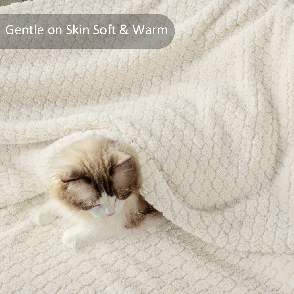 Lightweight Warm Fleece Throw Blanket for Couch, Super Soft Jacquard Bed Blanket, Lightweight Fuzzy Warm for All Seasons, 50x60 Inches... - Cozy Fleece Throw Blanket for Couch & Bed Detail