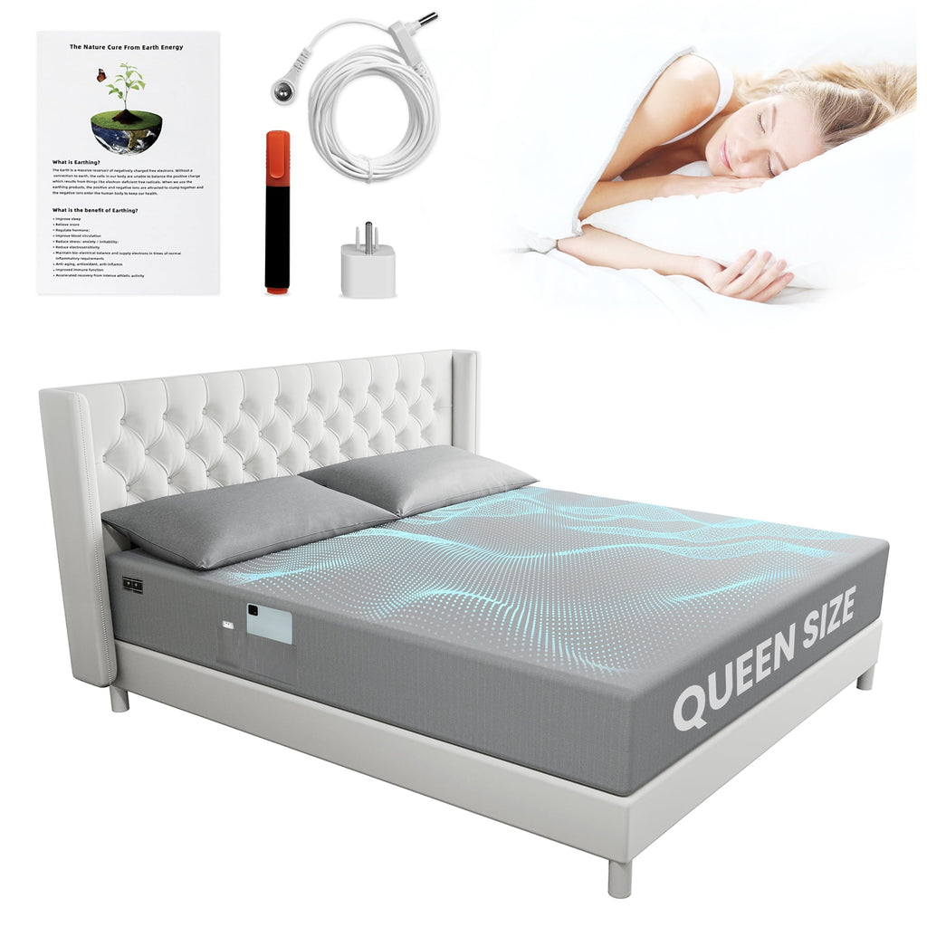 Premium Egyptian Cotton Grounding Sheets Queen Size 90% Organic Cotton + 10% Pure Silver Fitted Bed Sheet Gray Fiber Grounding Sheet Earth Ce... - Breathable Egyptian Cotton Flat & Fitted Sheets Detail