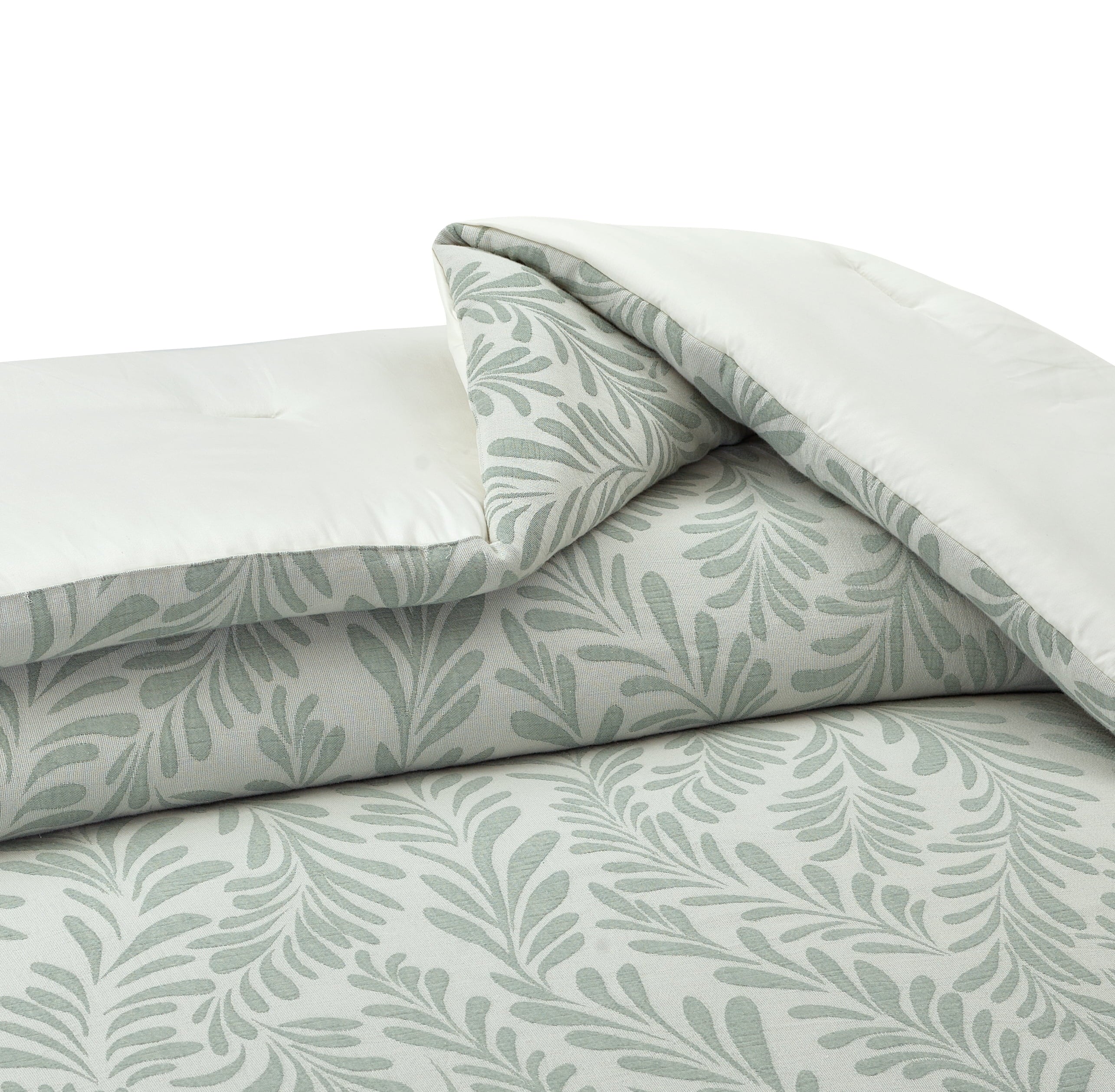 All-Season Botanical 3-Piece Comforter Set, Green, Full Queen, All Ages - Cloud-Like Soft Lightweight Bed Comforter Detail