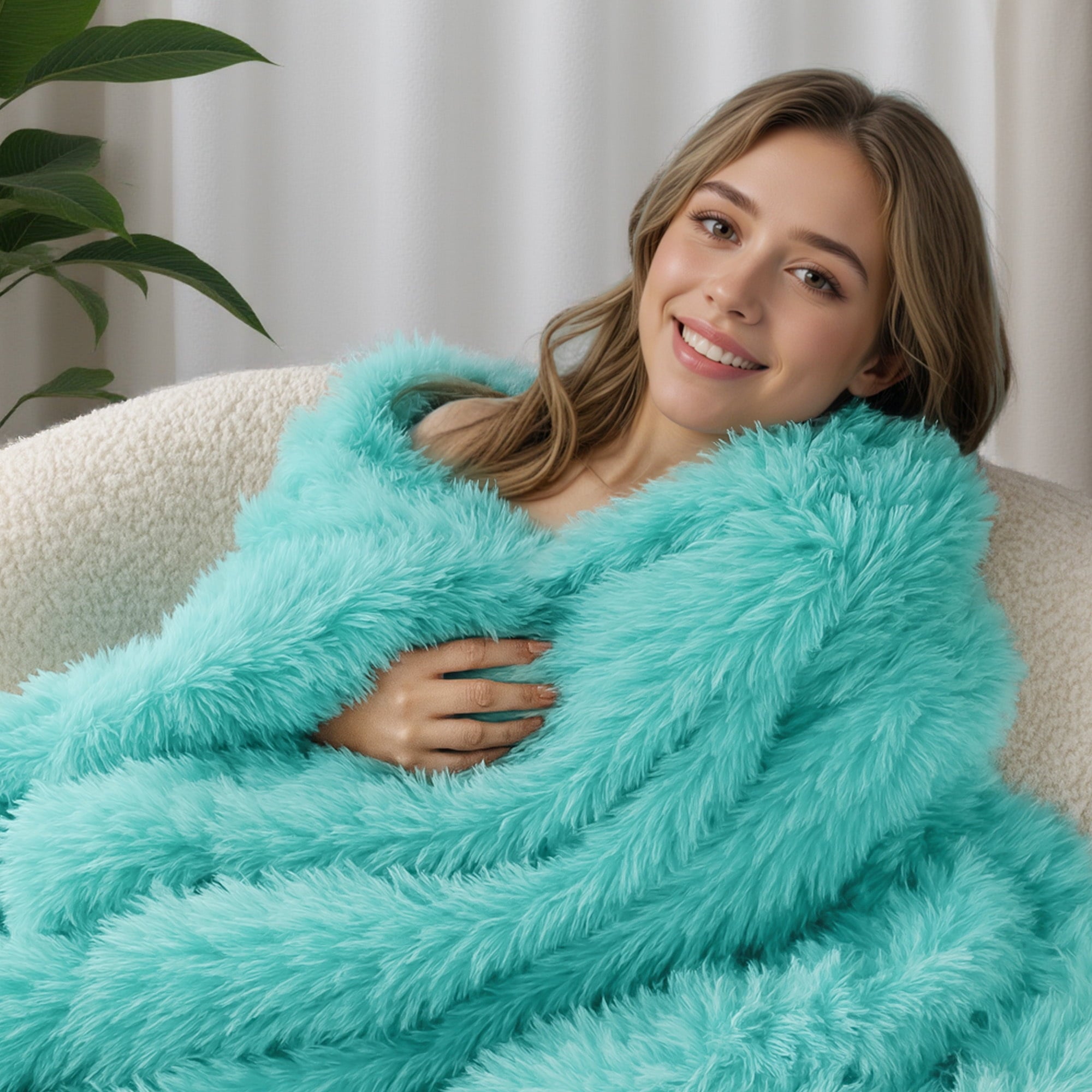 Lightweight Warm Fuzzy Faux Fur Throw Blanket, Reversible Shaggy Sherpa Fleece Blankets,Fluffy Plush Warm Throws for Couch, Bed, 50x60... - Luxury Knitted Decorative Throw Blanket with Fringes Detail