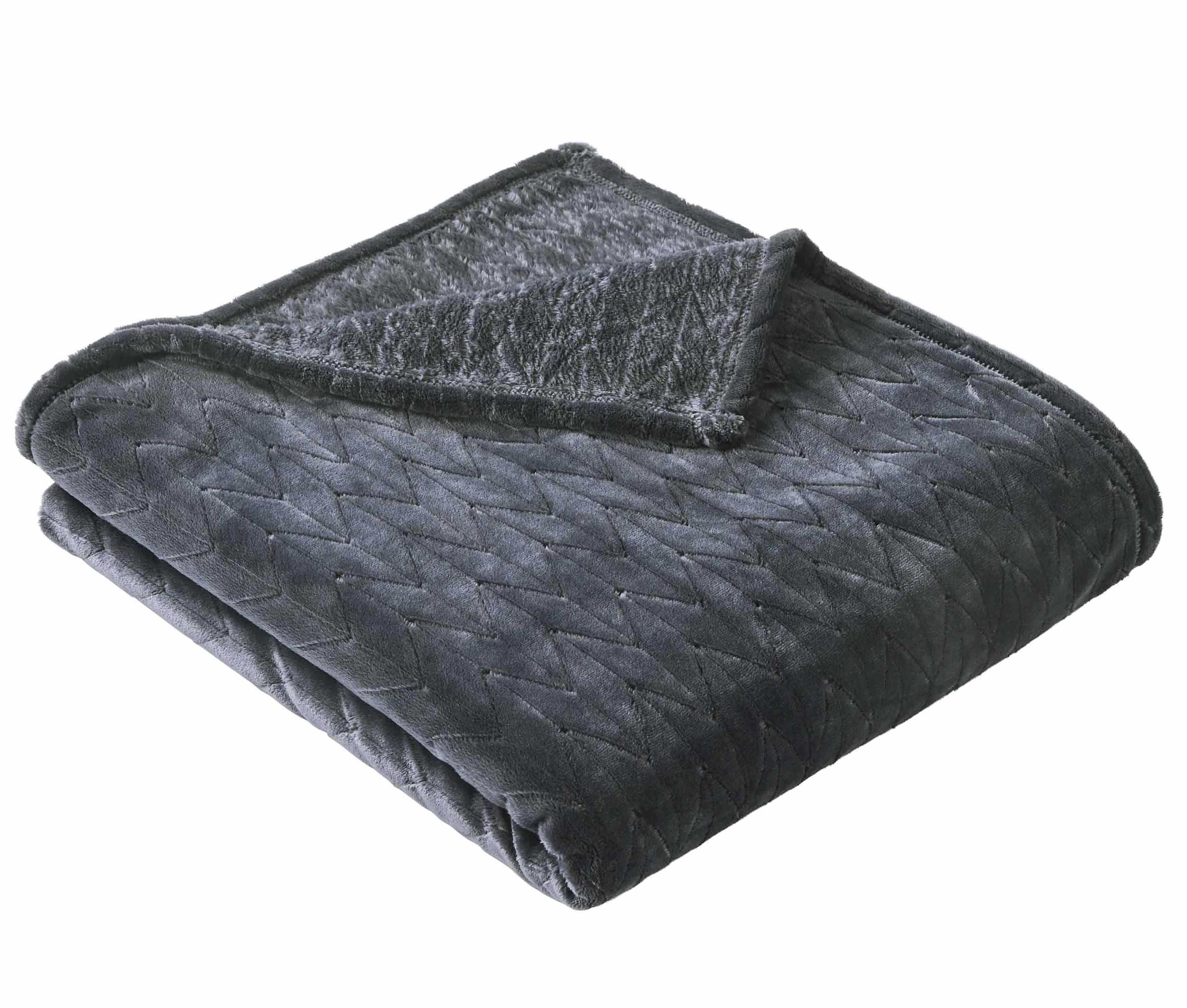 Super Soft Flannel Textured Velvet Plush Soft Fleece Throw Blanket, Oversized, Greystone - Lightweight Plush Warm Blanket for All Seasons Detail