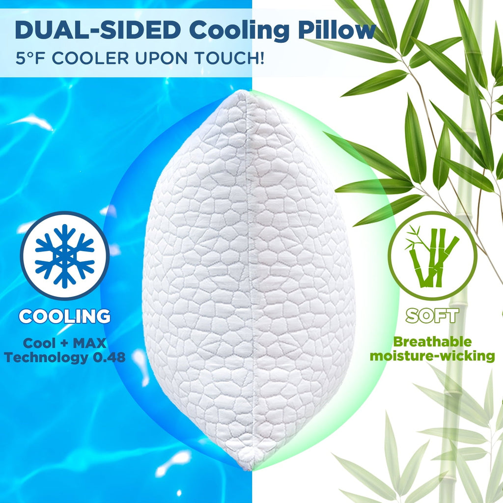 Fluffy Shredded Cooling Bed Pillows Queen Size Set of 2, Shredded Memory Foam Pillows for Sleeping 2 Pack, Adjustable Soft Firm Pillo... - Hotel Quality Plush Sleeping Pillows Detail