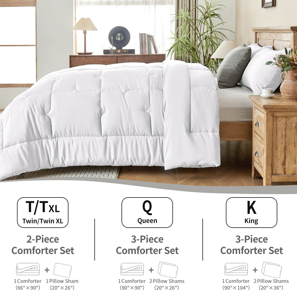 Luxurious Quilted 3-Piece Queen Comforter Set - All-Season Down Alternative Bedding Bundle with 2 Pillow Shams, Premium Soft Bedding Se... - Hypoallergenic Ultra-Fluffy Quilt for Winter Detail