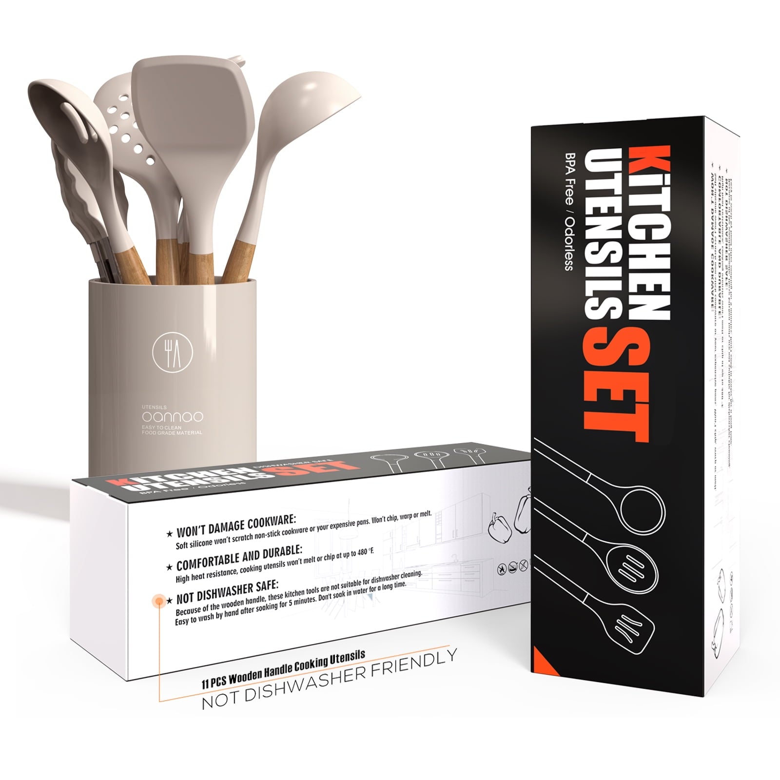 Heat-Resistant Silicone Cooking Utensils Set - 446°F Heat Resistant Silicone Kitchen Utensils for Cooking,Kitchen Utensil Spatula Se... - Durable Turner & Ladle Utensil Set for Home Chefs Detail