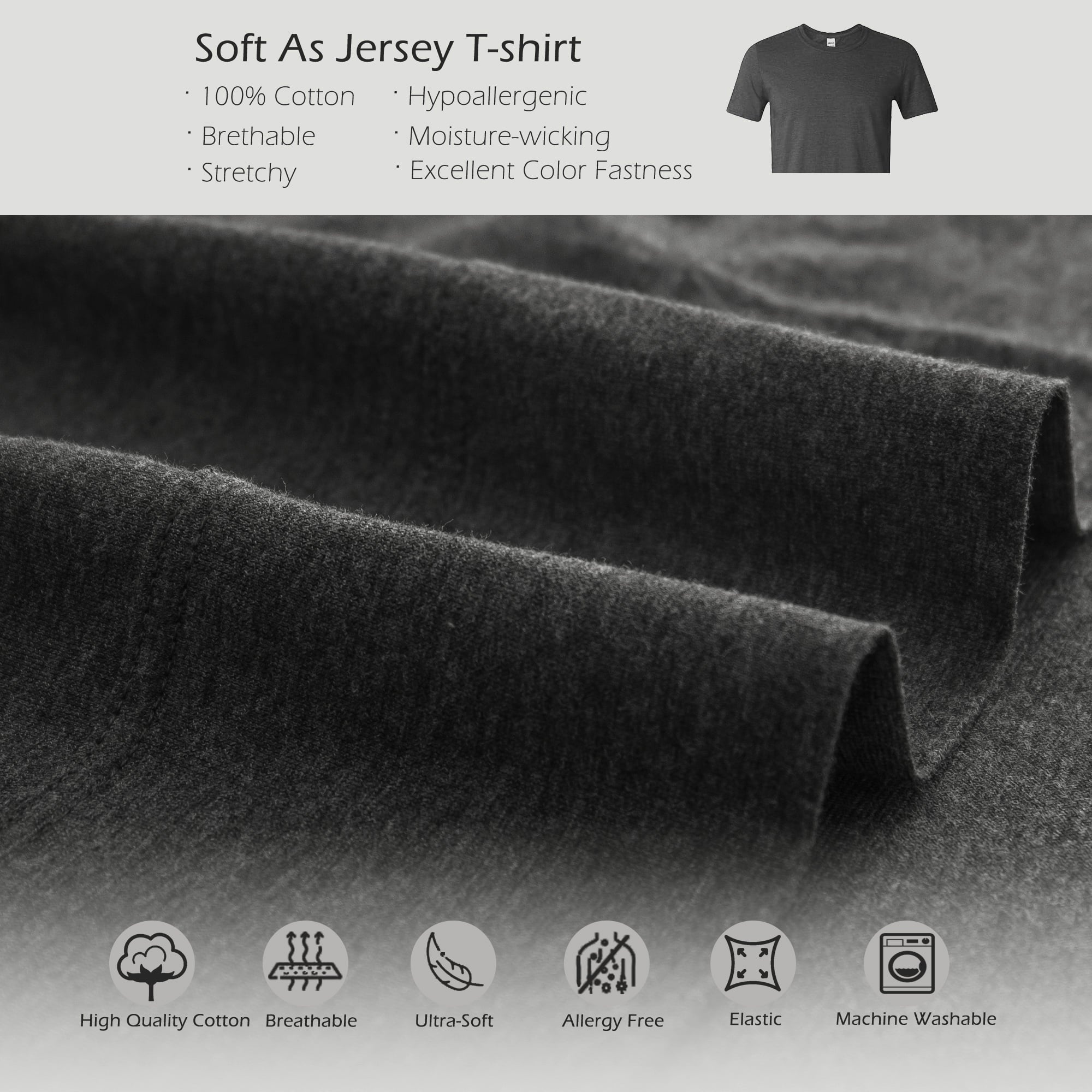 Ultra-Soft 100% Cotton Jersey Knit 4pc Bed Sheet Set Extra Deep Pocket up to 20" Charcoal Gray Queen - Cooling Hotel Quality Bedding Sheets and Pillowcases Detail