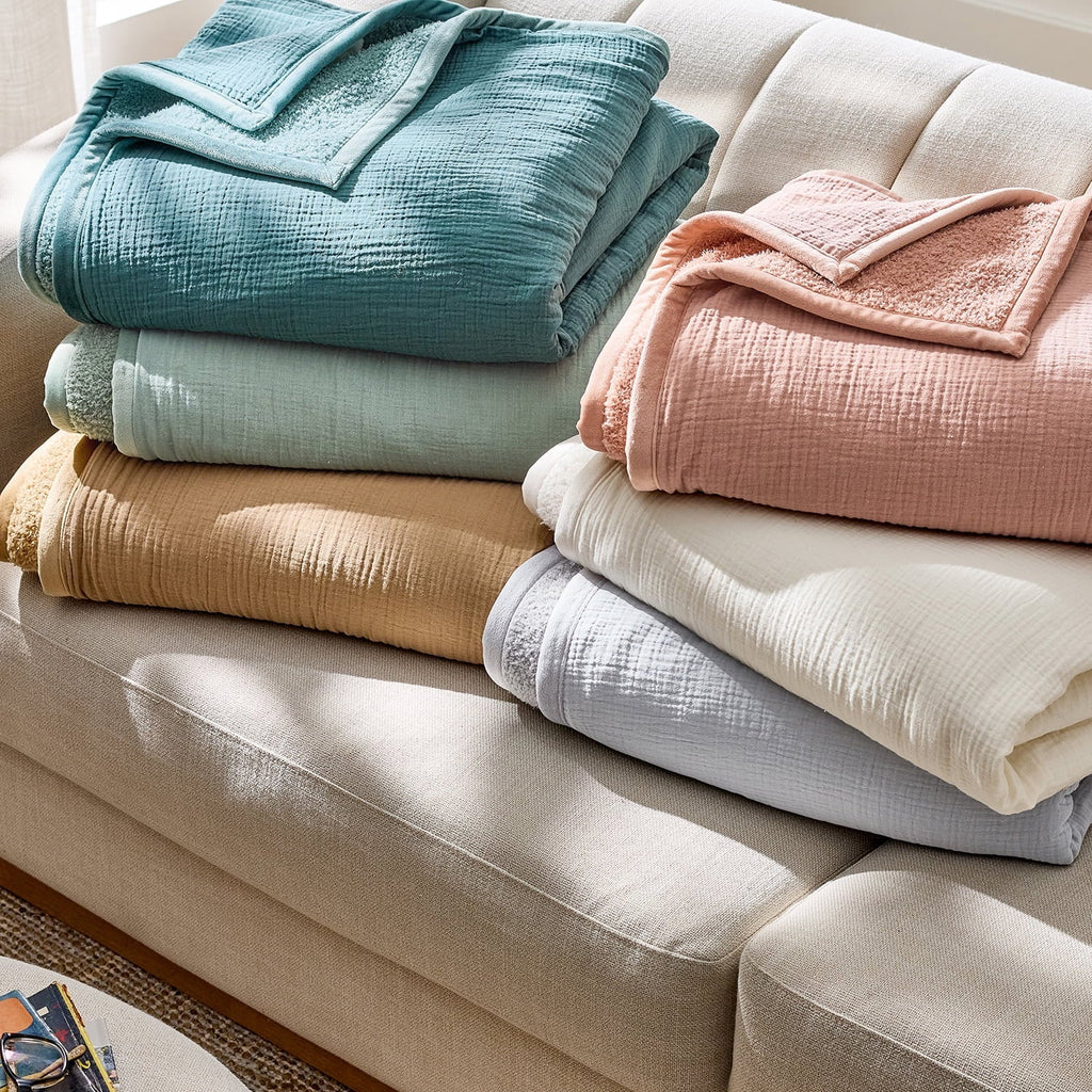 Decorative Knitted Gauze Reverse to Cozy Knit Super Soft Throw Blanket, Oversized, Antique Blush - Cozy Fleece Throw Blanket for Couch & Bed Detail