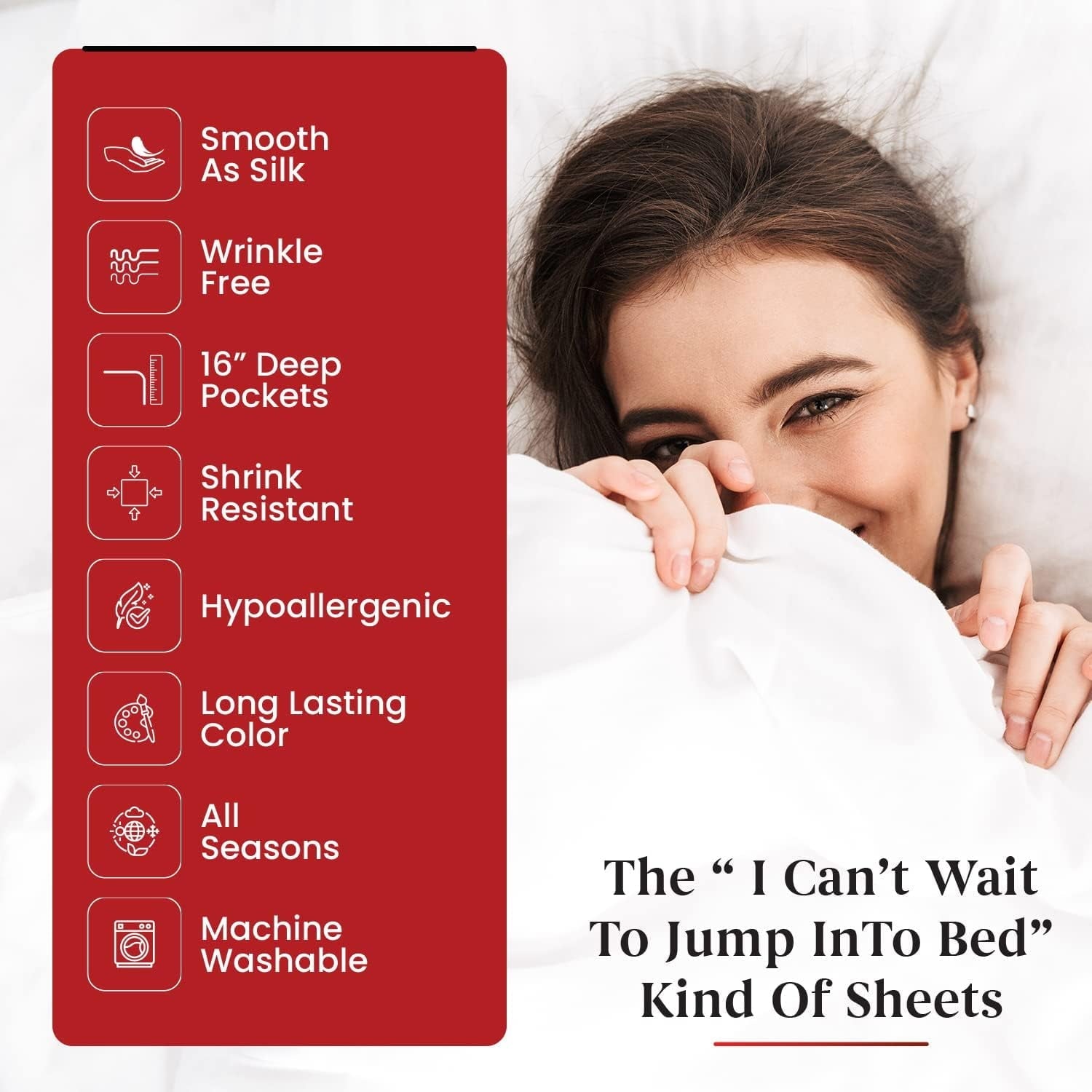 Ultra-Soft Sheet Set of 4, 16-inch Deep Pocket - Microfiber Bed Sheets, White - Breathable Egyptian Cotton Flat & Fitted Sheets Detail