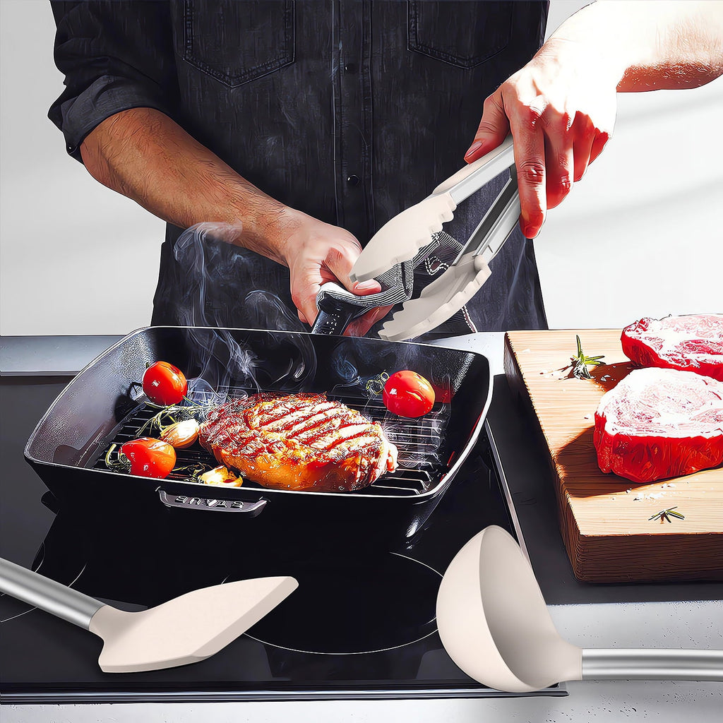 Chef-Quality Silicone Cooking Utensils Set - Heat Resistant Silicone Kitchen Utensils for Cooking, Kitchen Utensil Spatula Set,BPA... - Multi-Purpose Hand Tool for Daily Meal Prep Detail