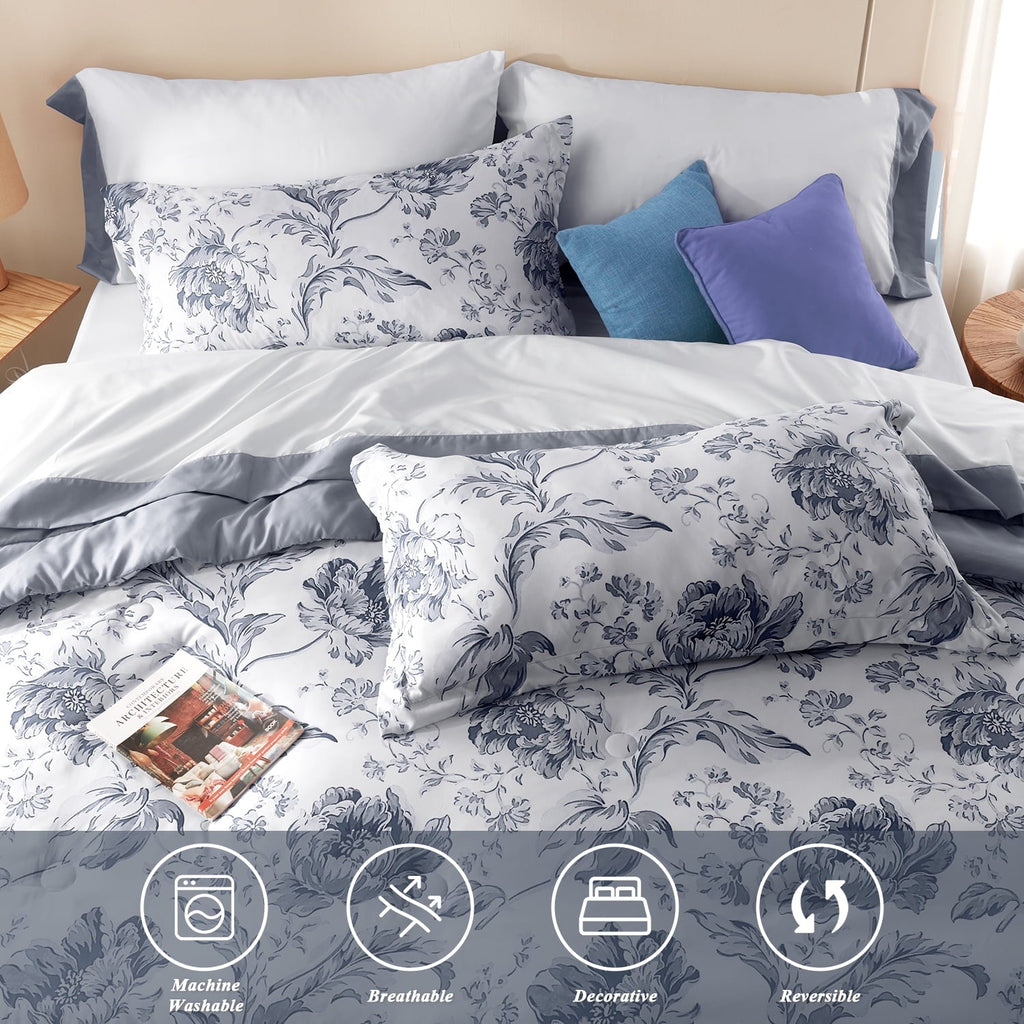 Hypoallergenic Cloud Queen Comforter Sets,7-Pieces Reversible Bedding Sets,Bed in a Bag with Comforter,Flat Sheet and Fitted Sheet,Pillowc... - Hypoallergenic Ultra-Fluffy Quilt for Winter Detail