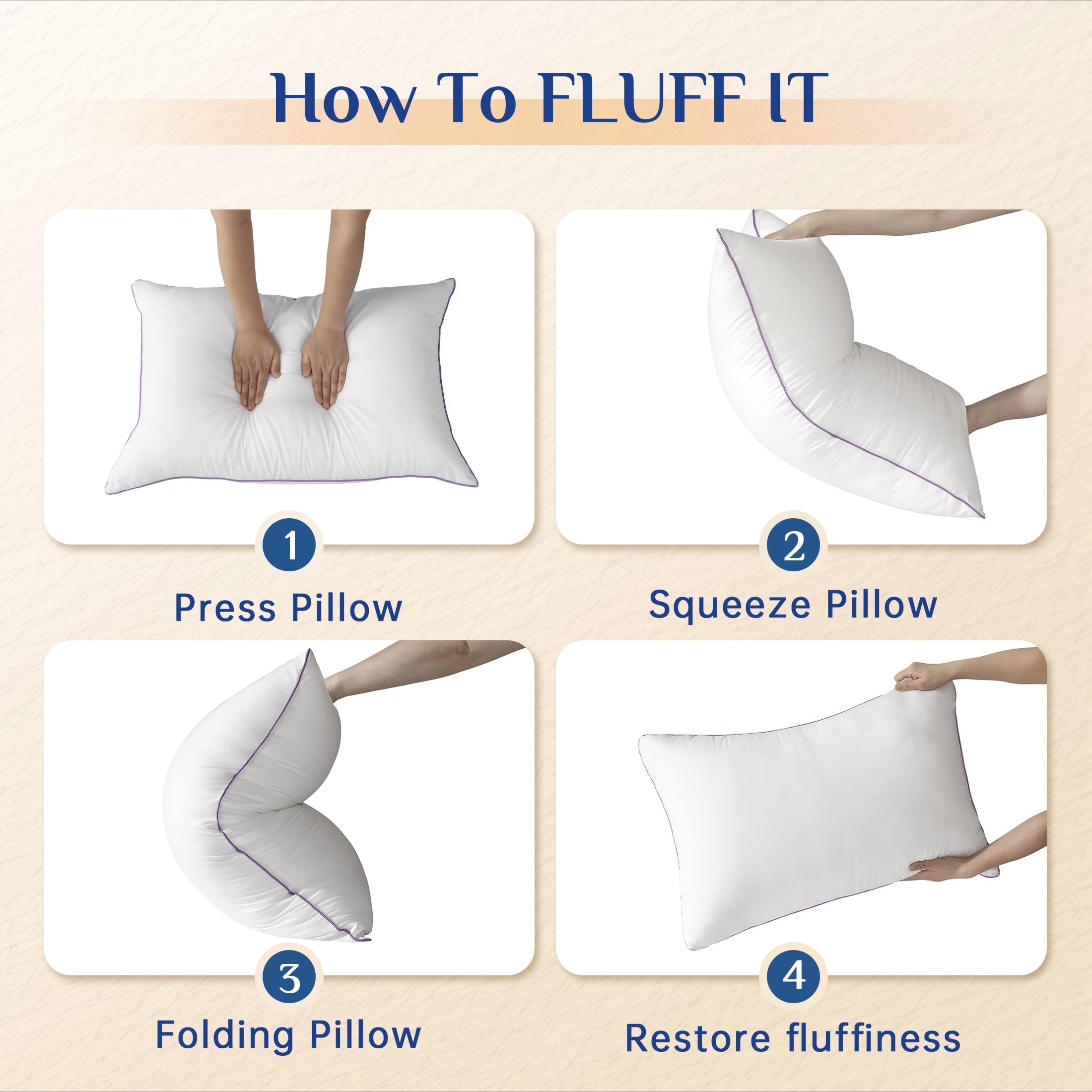 Hotel Collection Pillows Standard Size Set of 2, Hotel Down Alternative Sleeping Bed Pillows for Side Back Stomach Sleepers - Hotel Quality Plush Sleeping Pillows Detail