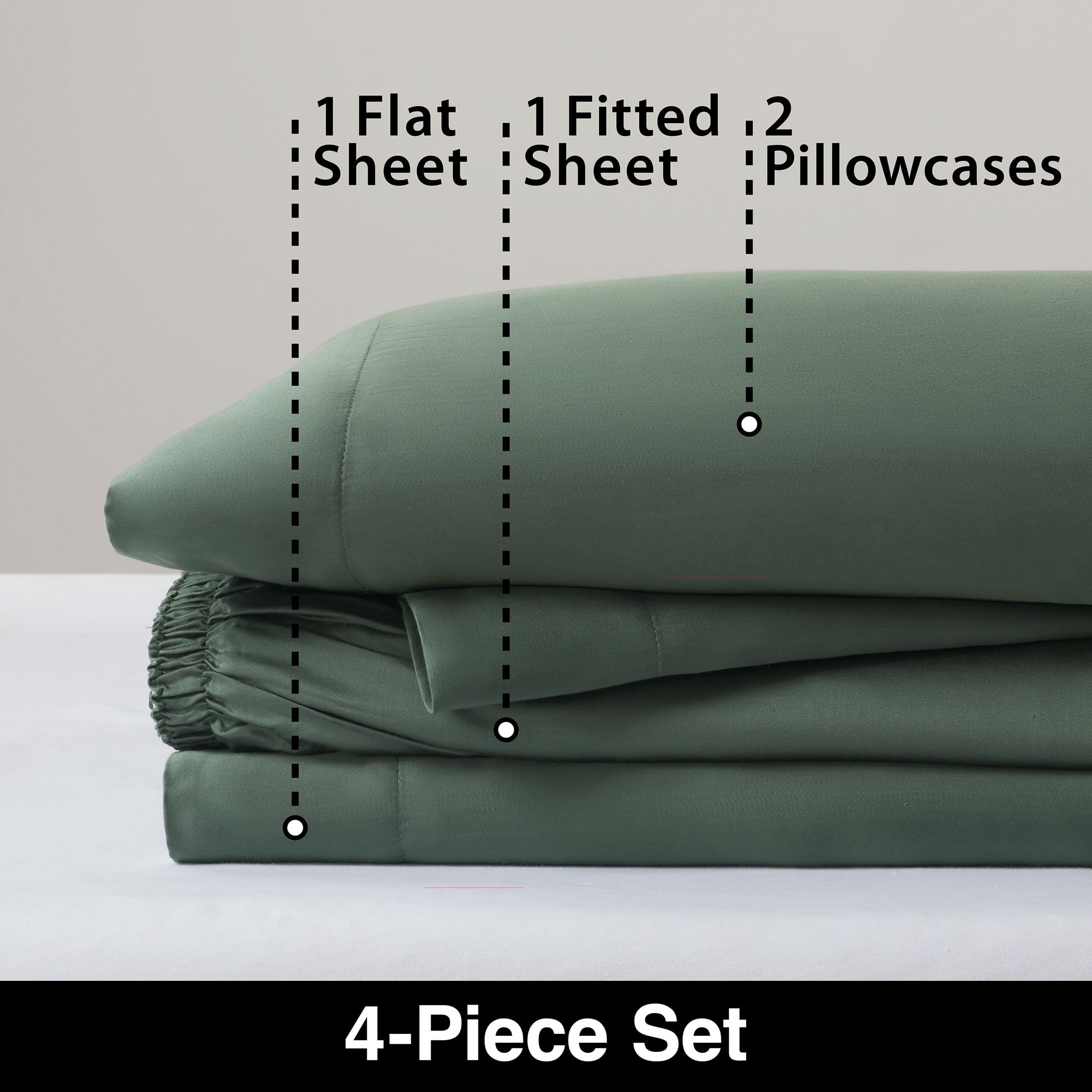 Breathable Luxury 4-Piece & Silky Serenity 100% Bed Sheets Set, Flagstone, Queen - Cooling Hotel Quality Bedding Sheets and Pillowcases Detail