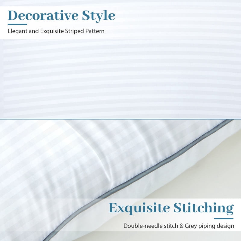 Ergonomic Memory Foam Pillows Queen Size Set of 2, Bed Pillows for Side, Back and Stomach Sleepers, Super Soft Down Alternative Filling, Lu... - Hotel Quality Plush Sleeping Pillows Detail