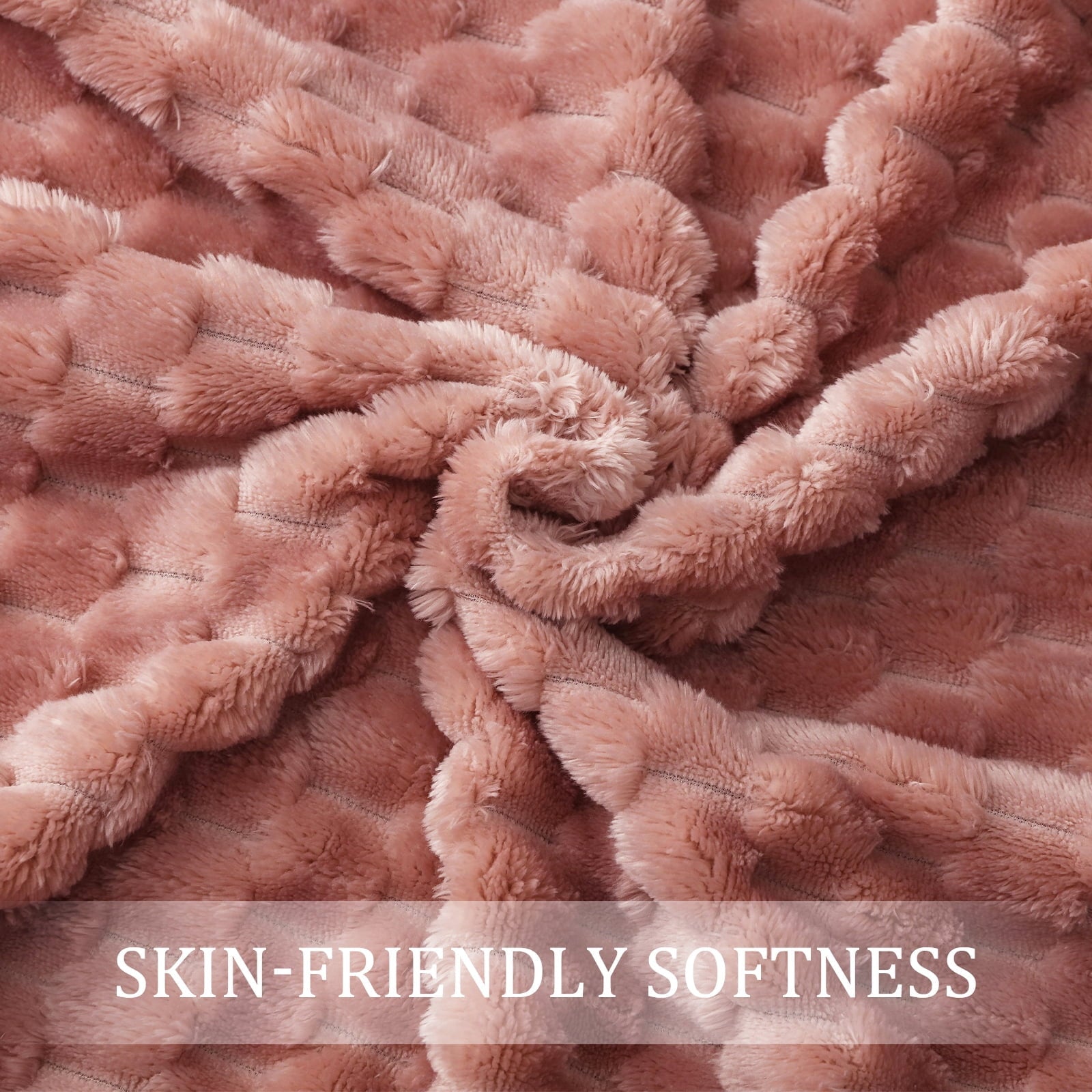 Reversible Sherpa Large Soft Fleece Throw Blanket, 50"x70" Stylish Jacquard Throw Blanket for Couch, Cozy, Warm, Lightweight Dusty Pink... - Luxury Knitted Decorative Throw Blanket with Fringes Detail
