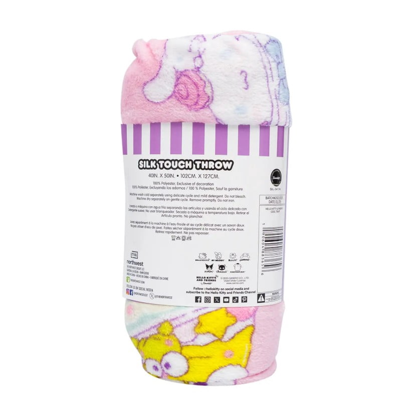 Lightweight Warm Hello Kitty Soft and Friends Silky Fleece Throw 40"x50" Kids Blanket "Cool Treat" - Lightweight Plush Warm Blanket for All Seasons Detail