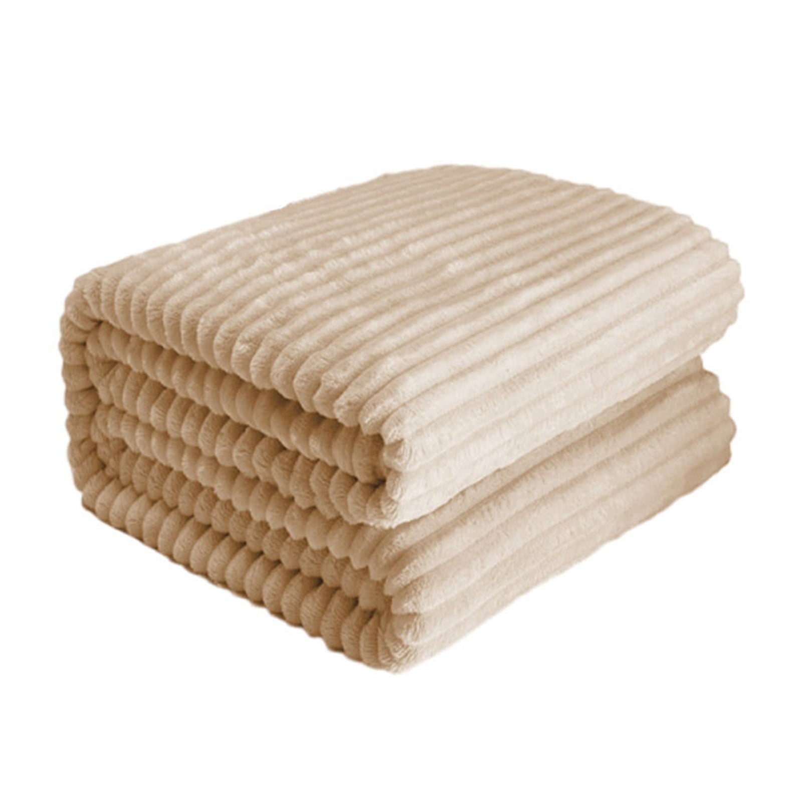Reversible Sherpa Extra Large Throw Blanket for Couch Home Office Hotel 100% Cotton Super Soft Blanket for Adult 47"x70" Khaki - Luxury Knitted Decorative Throw Blanket with Fringes Detail