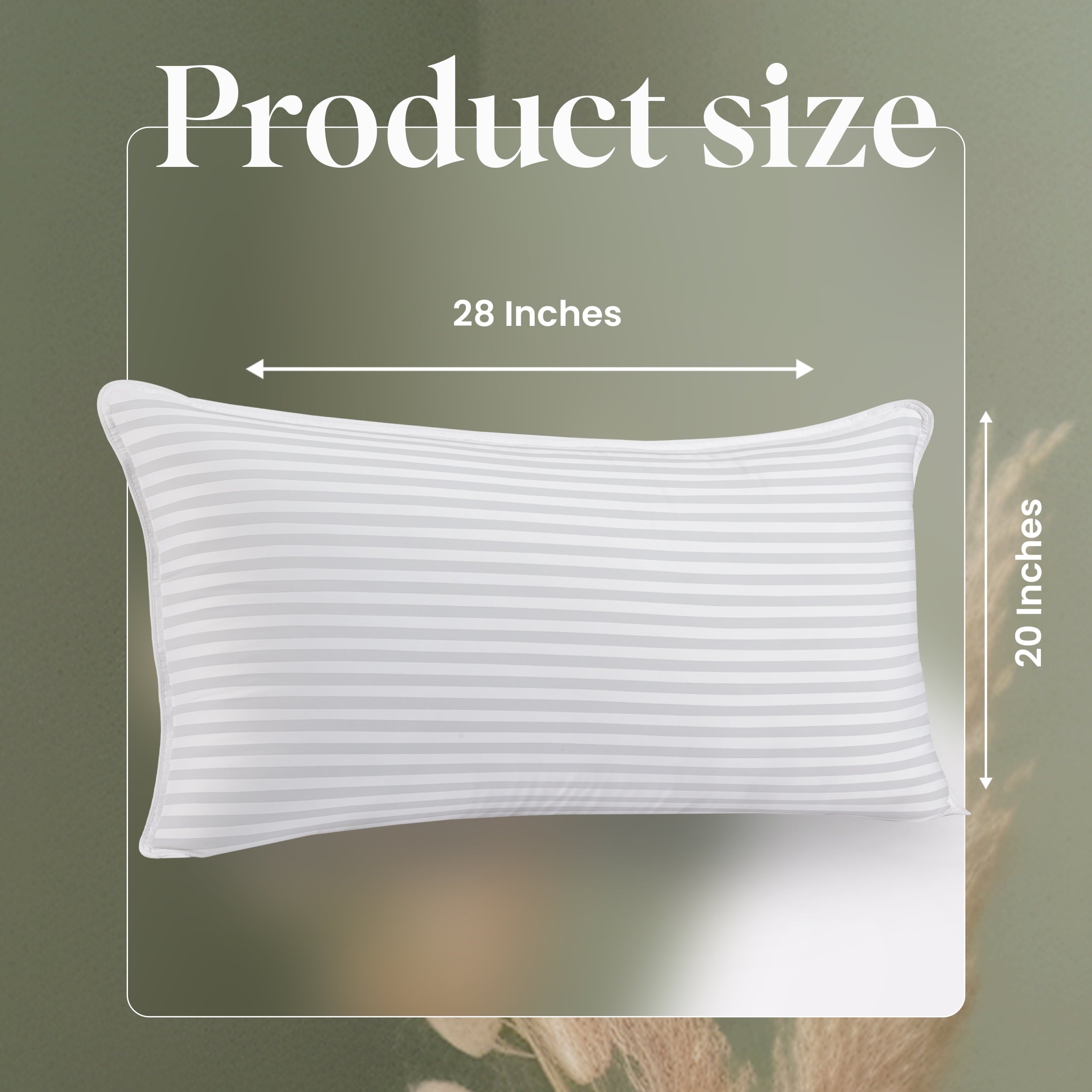 Orthopedic Support Bed Pillow with White Stripes - Set of 2 - Ultra Cozy & Relaxing For Adults, (Queen, 28"L x 20" W) - Hotel Quality Plush Sleeping Pillows Detail