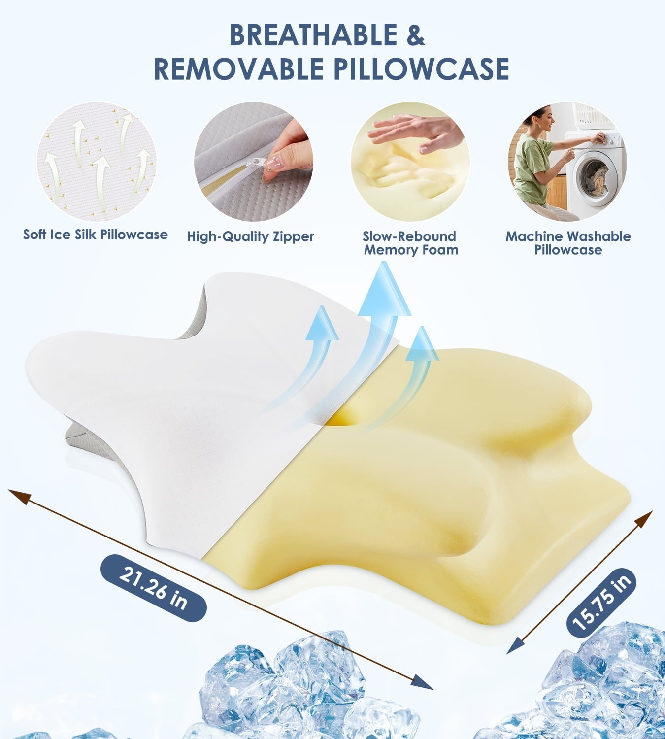Decorative Plump Cervical Pillow for Neck Pain Relief, Contour Memory Foam Pillows, Odorless Ergonomic Neck Pillow Adjustable Orthoped... - Orthopedic Shredded Foam Bed Pillow Set Detail