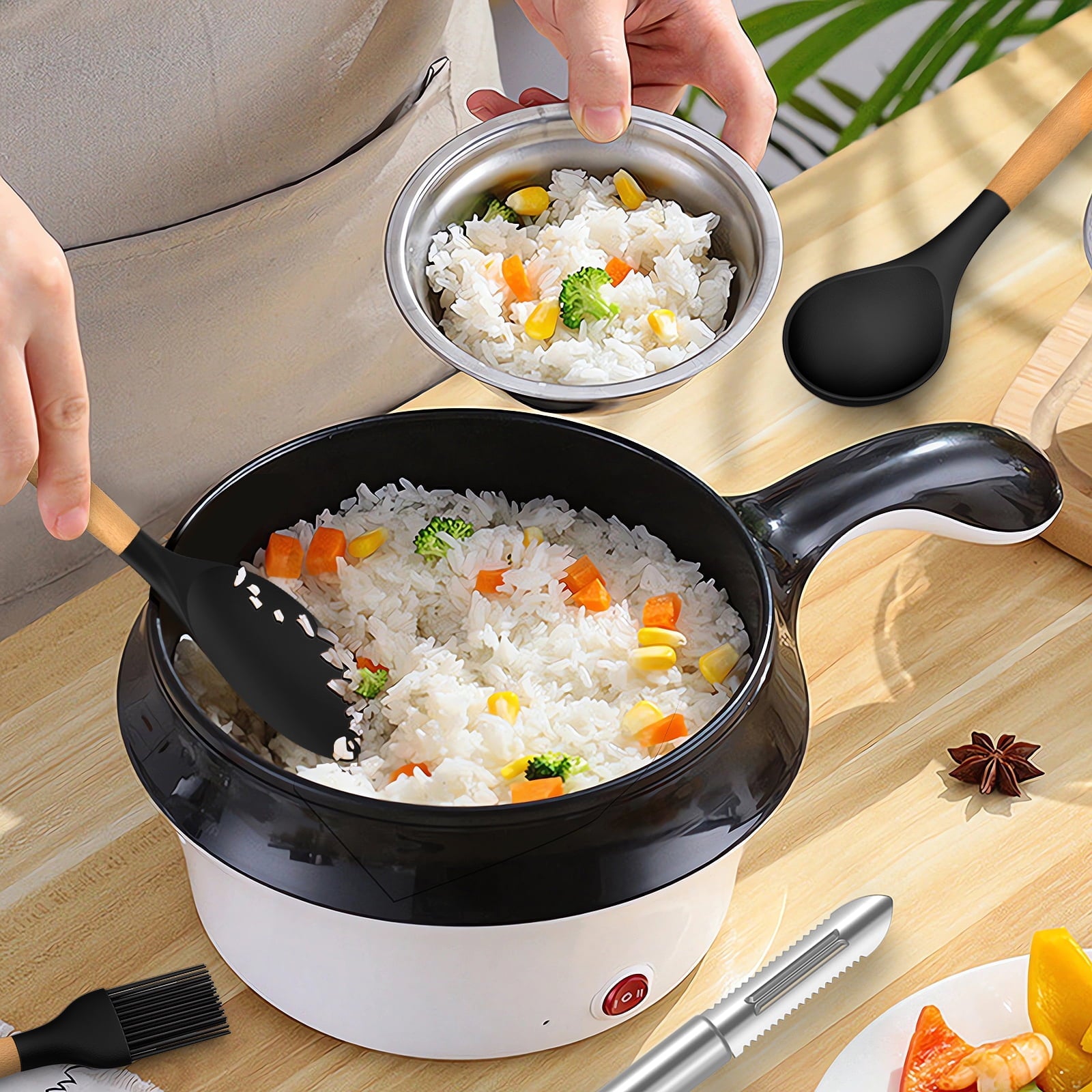Seamless One-Piece Silicone Cooking Utensils Set - Silicone Kitchen Utensils for Cooking Wooden Handles, 446°F Heat Resistant Kitchen Ut... - Durable Turner & Ladle Utensil Set for Home Chefs Detail