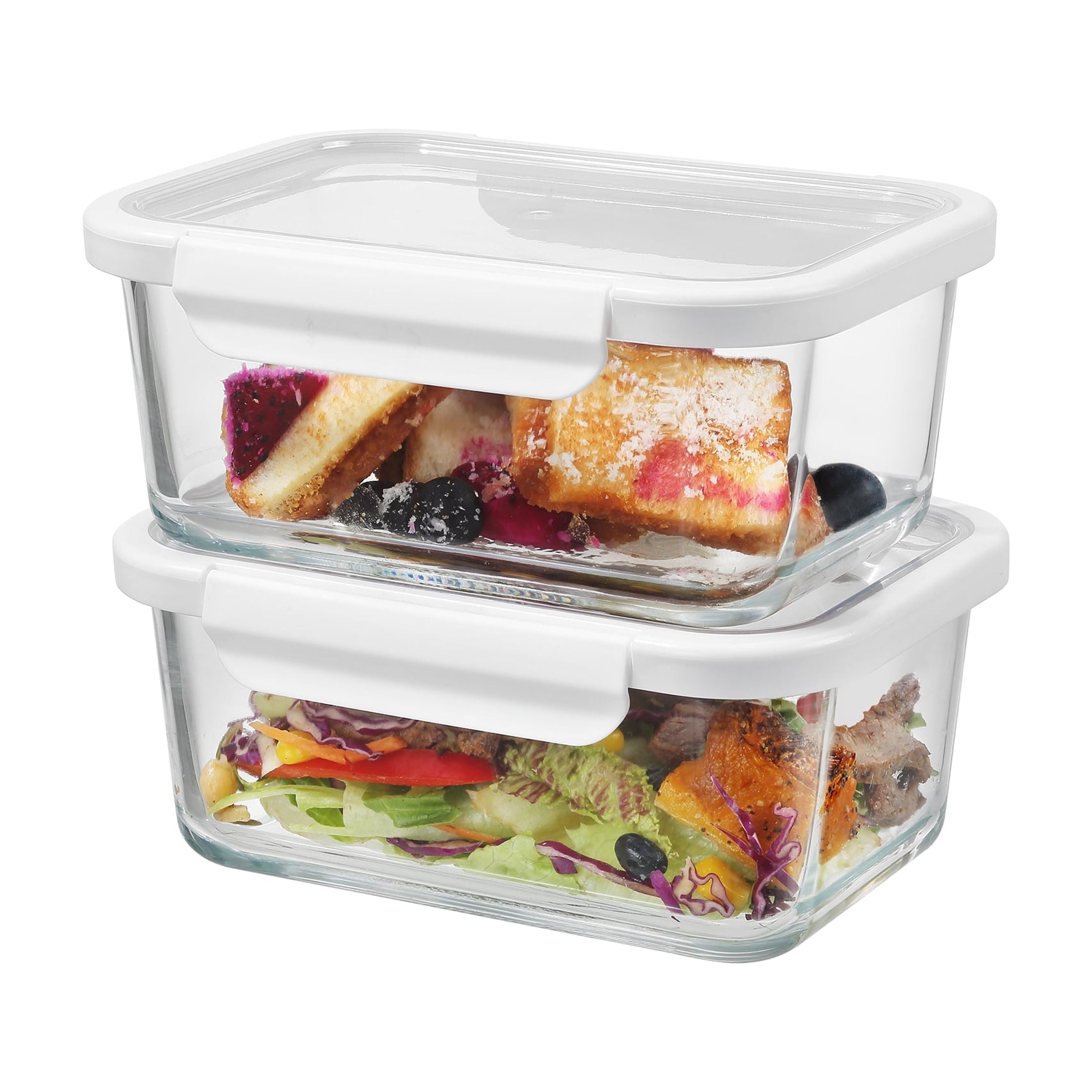 Playful Geometric 4Cup Rectangle Glass Food Storage Container with Tritan Lid. Set of 2, 4 Pieces, Designed to H... - Fun Food Fidget Cookie Squishable Toy Detail