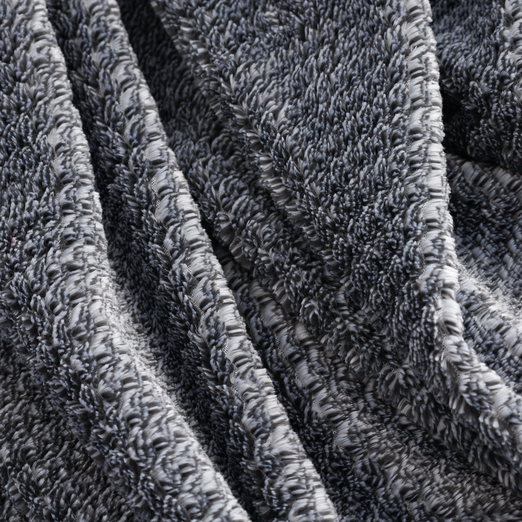 Decorative Knitted Plush Textured Heathered Soft Oversized Throw Blanket, Gray - Cozy Fleece Throw Blanket for Couch & Bed Detail