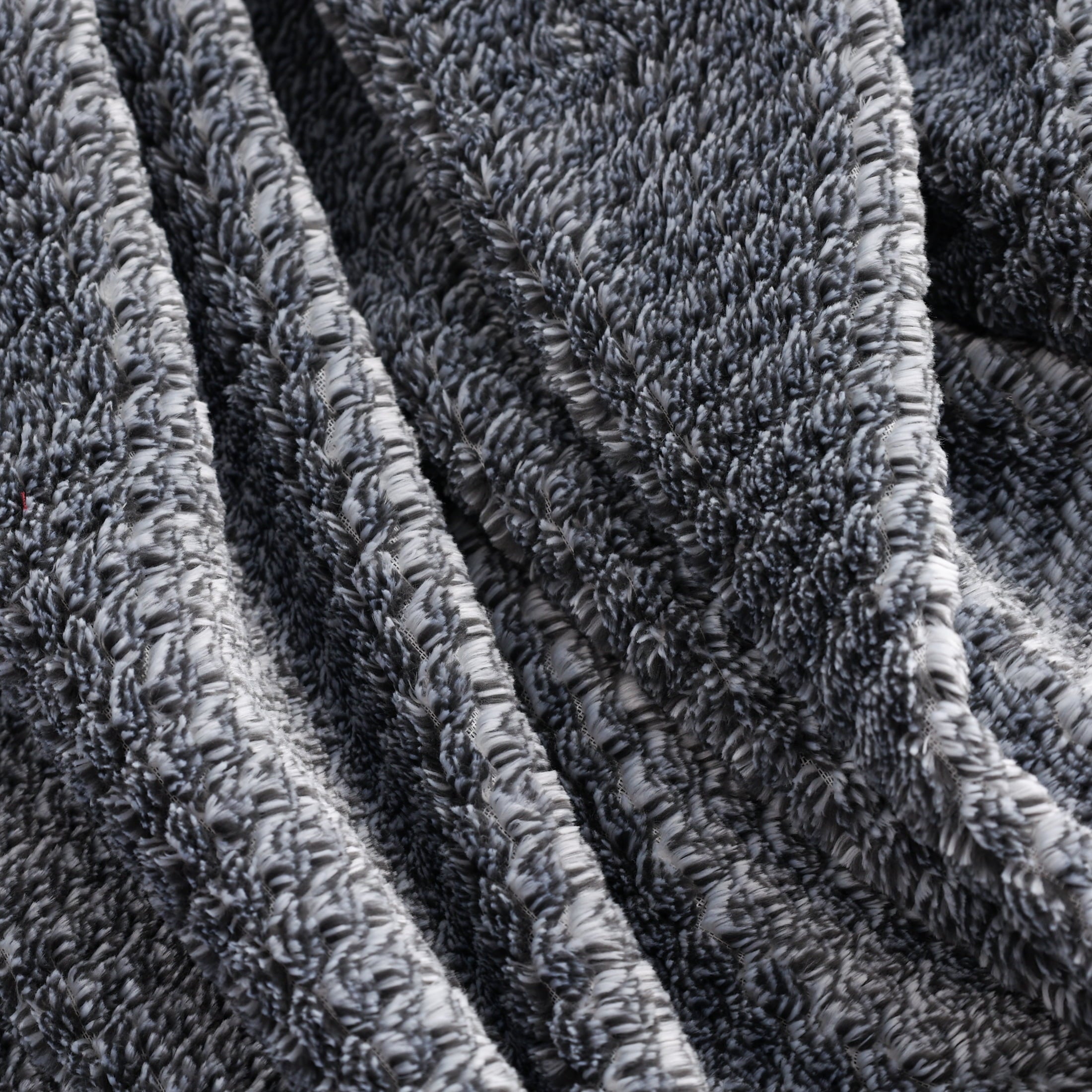 Decorative Knitted Plush Textured Heathered Soft Oversized Throw Blanket, Gray - Cozy Fleece Throw Blanket for Couch & Bed Detail