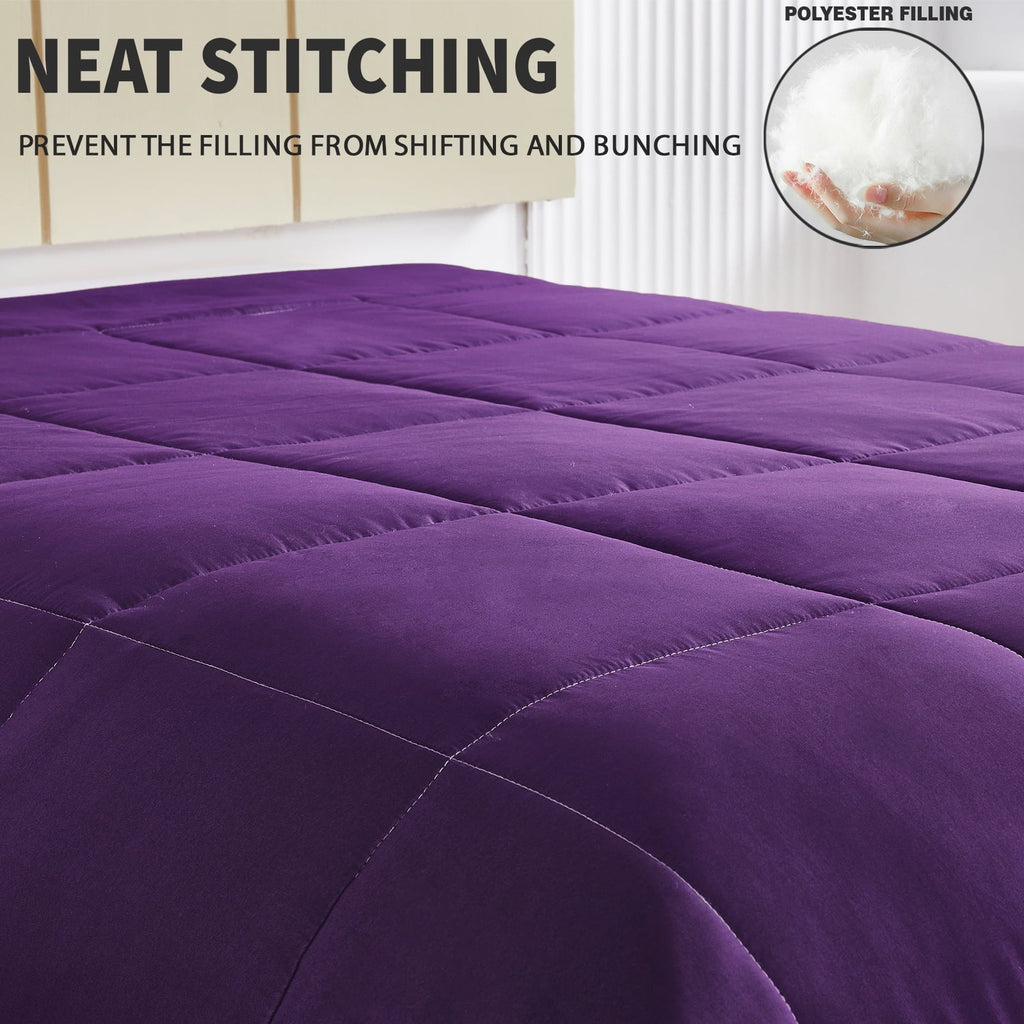 All-Season Lightweight Reversible 3-Piece Comforter Set All Seasons, Down Alternative Comforter with 2 Pillow Shams, Queen Size,... - Luxurious Quilted Duvet Cover Set Detail