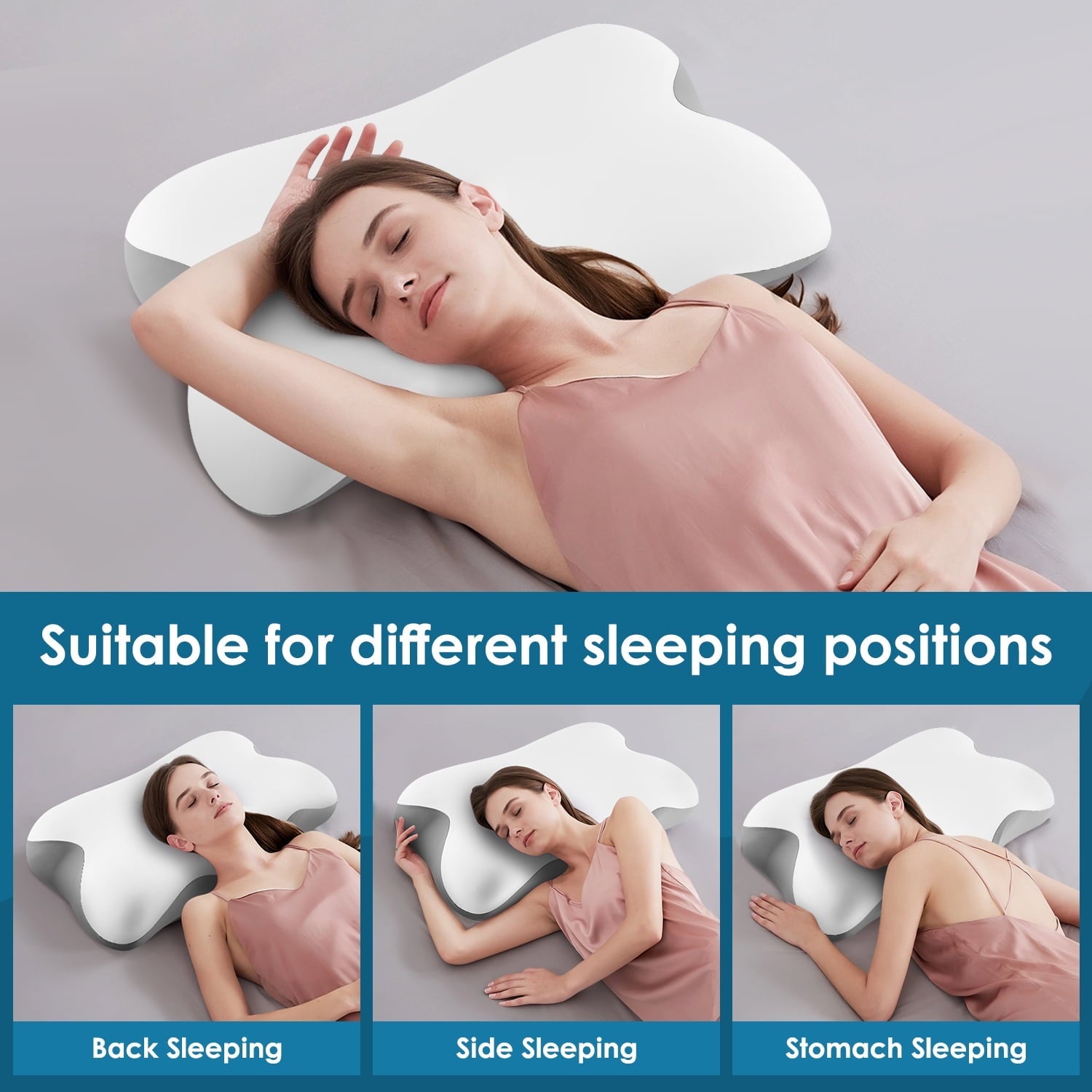 Decorative Plump Memory Foam Bed Pillow for Pain Relief,Ergonomic Memory Foam Pillows for Sleeping for Side Back Stomach&Sleepers with... - Hotel Quality Plush Sleeping Pillows Detail