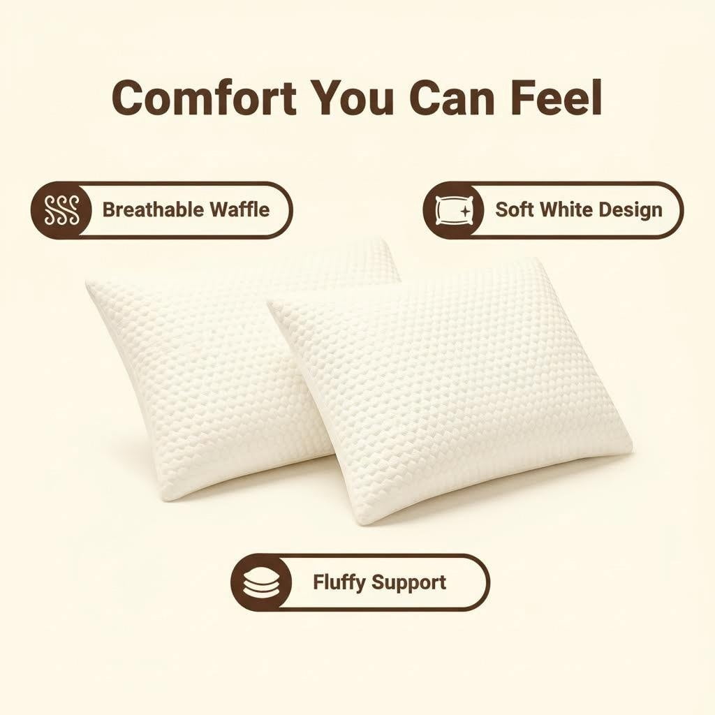 Decorative Plump Queen Size Latex Pillow (2 Pack) Shredded Natural Latex Cooling Bed Pillows for Side & Back Sleepers, Medium Firm Sup... - Orthopedic Shredded Foam Bed Pillow Set Detail