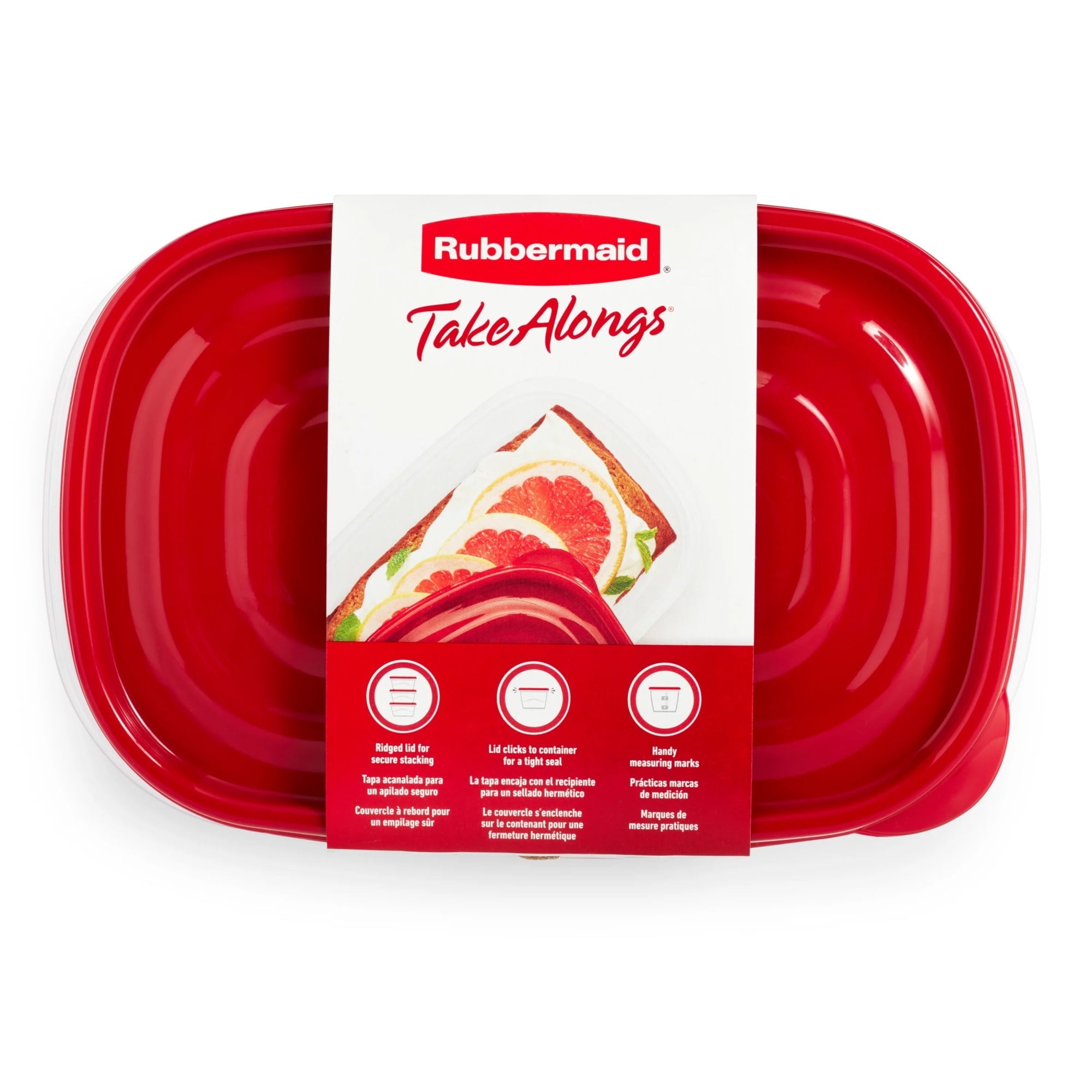 Playful Geometric 8 Cups, 2 Packs, Red, Plastic Deep Rectangle Food Storage Containers - Playful Star & Heart Shaped Geometric NeeDoh Detail