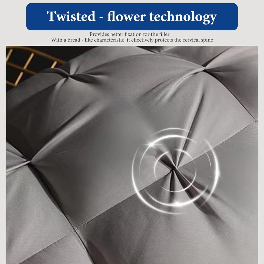 Hotel Collection 2-Pack Luxurious Hotel-Quality ,Resistant to Flattening, All-Season,Gray - Orthopedic Shredded Foam Bed Pillow Set Detail