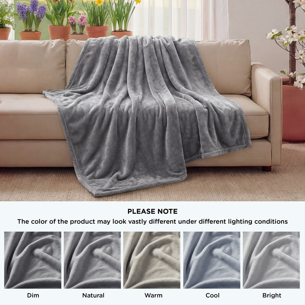 Lightweight Warm Fleece Throw Blanket for Couch Grey, Lightweight Plush Fuzzy Cozy Soft Blankets and Throws for Sofa, 50x60 inches - Cozy Fleece Throw Blanket for Couch & Bed Detail