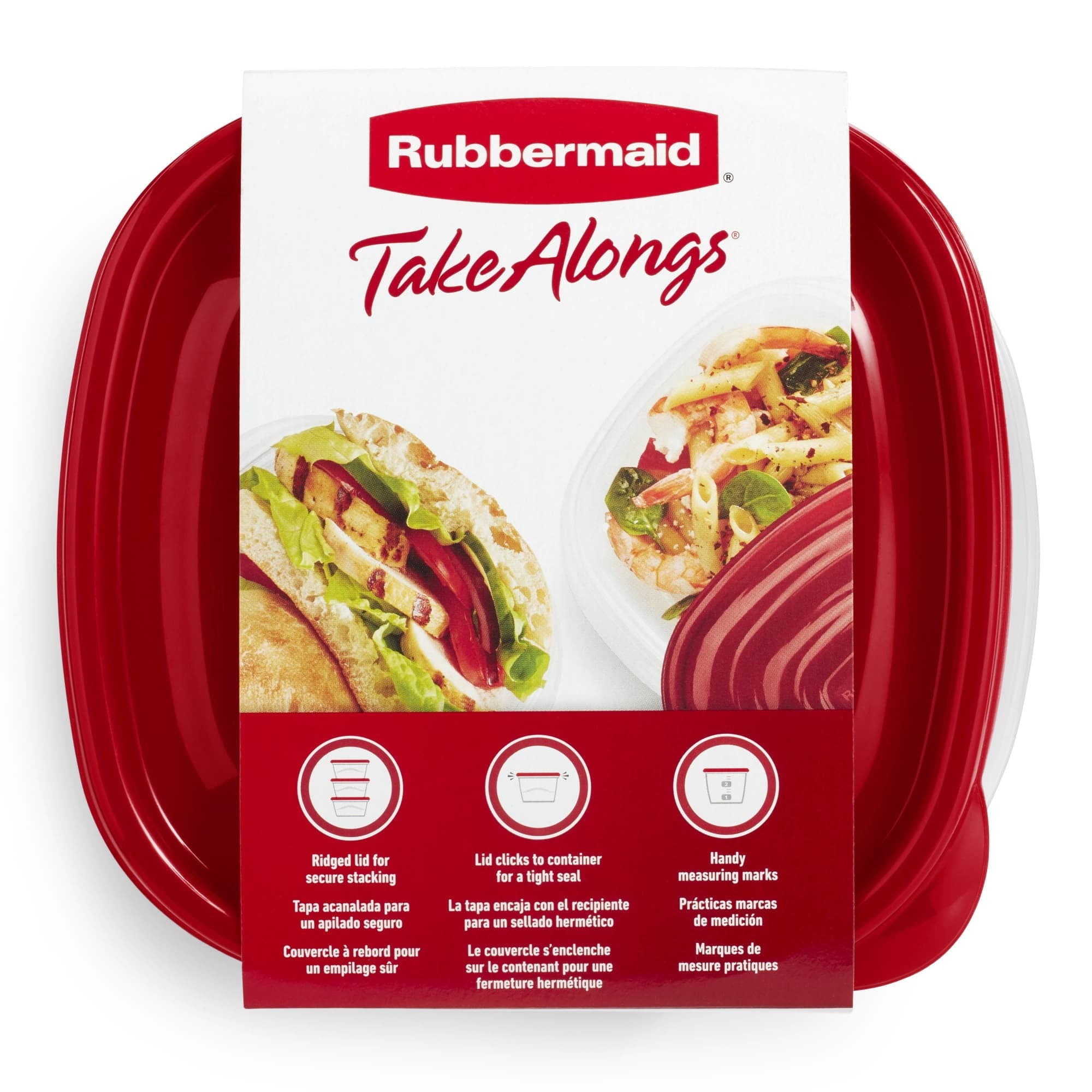Whimsical Doughnut Square Food Storage Containers, Ruby Red, 10 pack - Playful Star & Heart Shaped Geometric NeeDoh Detail