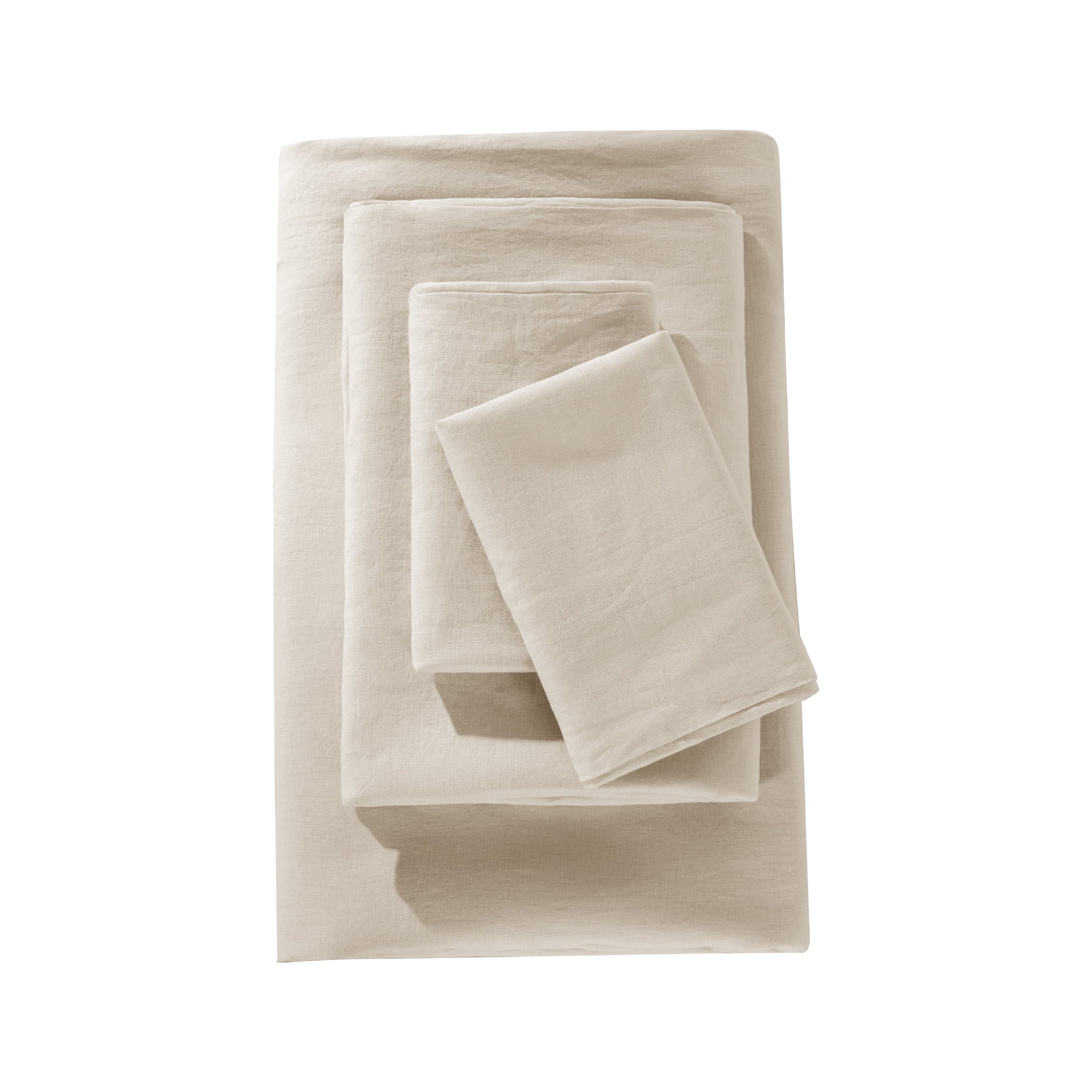 Breathable Luxury Natural Linen Cotton Bed Sheets Set, Deep Pocket - Breathable - Durable - 4 Pieces (Linen, Queen) - Cooling Hotel Quality Bedding Sheets and Pillowcases Detail