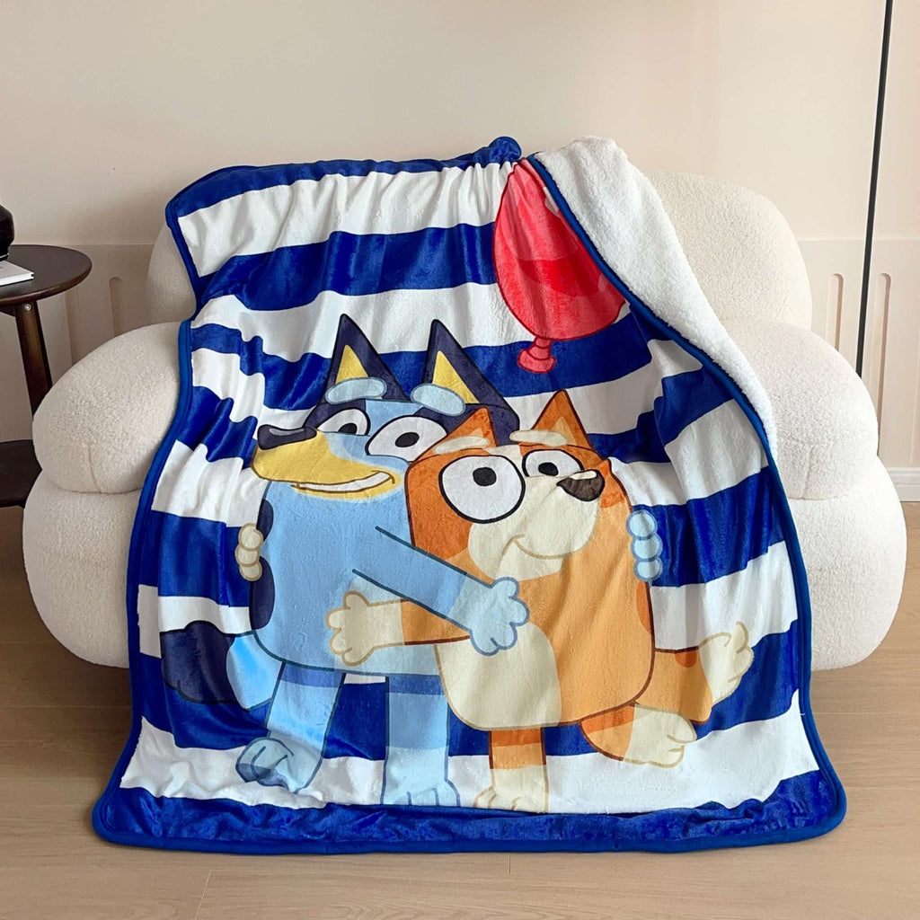 Reversible Sherpa Happy Hugs Kids Silk Touch Throw Blanket with Sherpa Reverse, 46 x 60 inches Blue – Soft Plush Fleece Throw Blanket - Super Soft Reversible Sherpa Flannel Blanket Detail