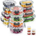 Playful Geometric 34pcs Glass Food Storage Containers with Lids Set, Airtight Meal Prep Containers (17 Containers & 17 Lids), Grey - Playful Star & Heart Shaped Geometric NeeDoh - Default Title