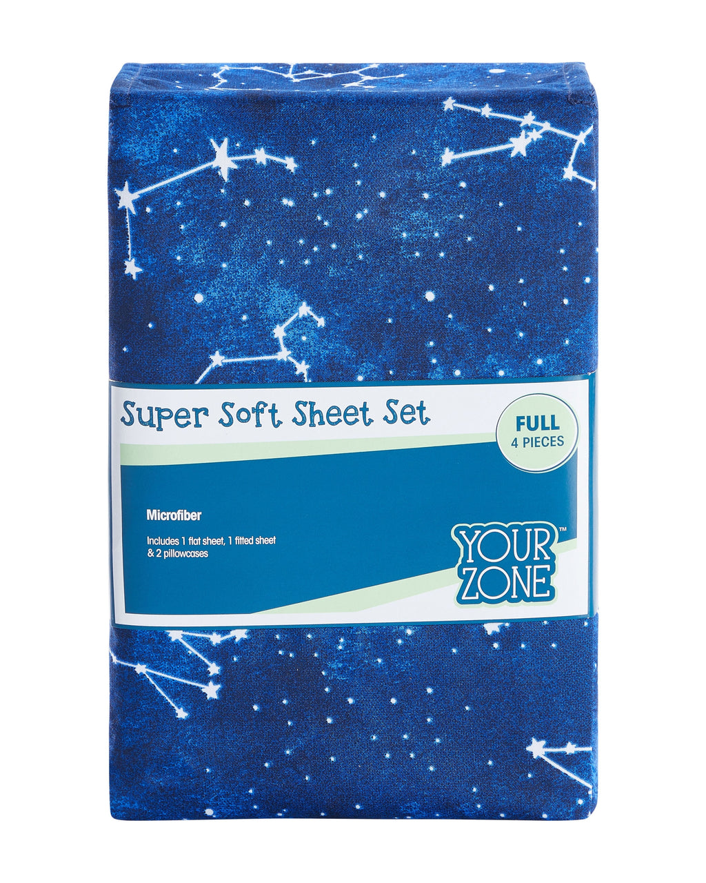Wrinkle-Resistant Kids Soft Microfiber Sheet Set, Navy Blue Stars, Full, 4 Pieces, Easy Care - Luxury Bed Sheet Set with Deep Pockets Detail