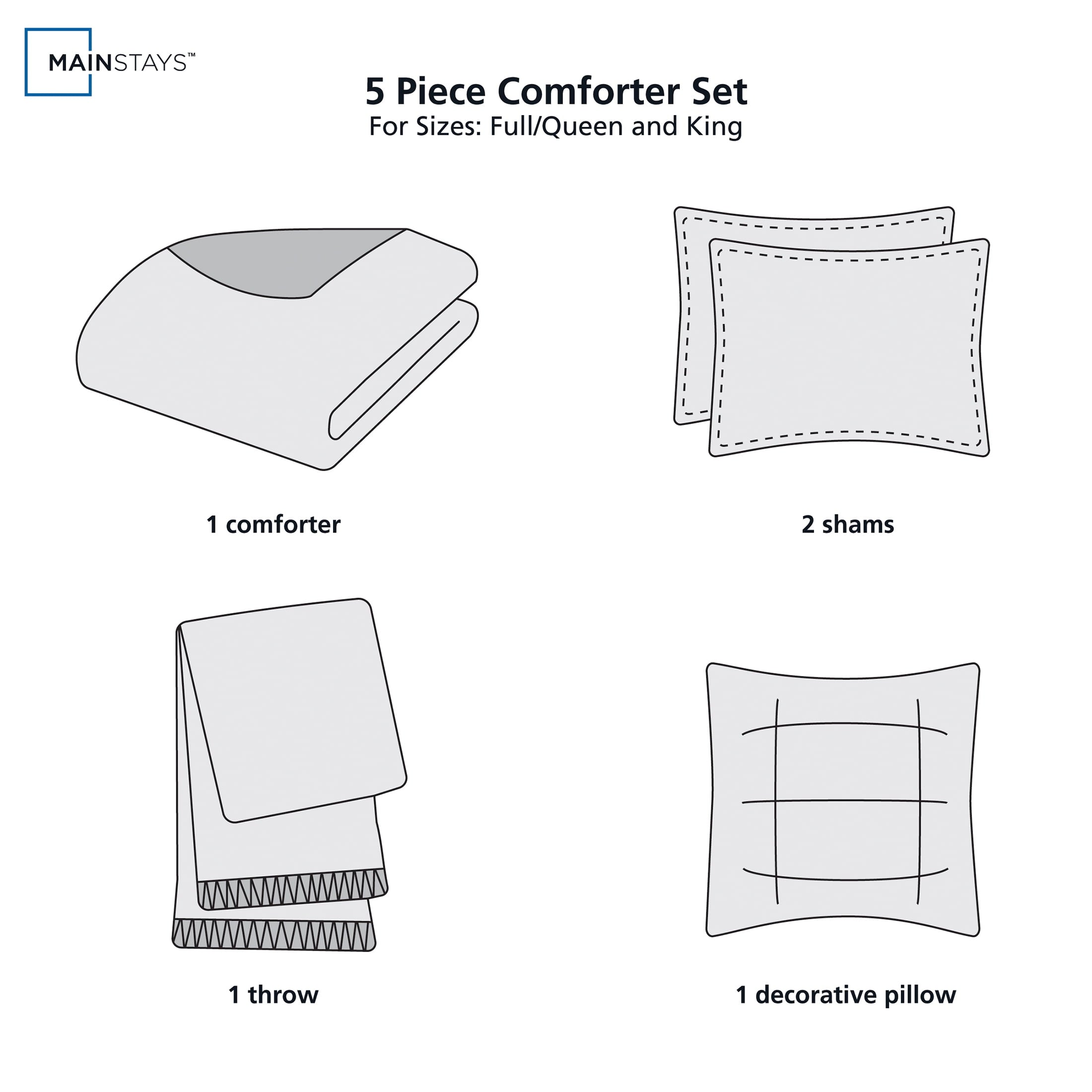 All-Season 5-Piece Papyrus Beige Waffle Comforter Set, Full/Queen - All-Season Down Alternative Comforter Insert Detail