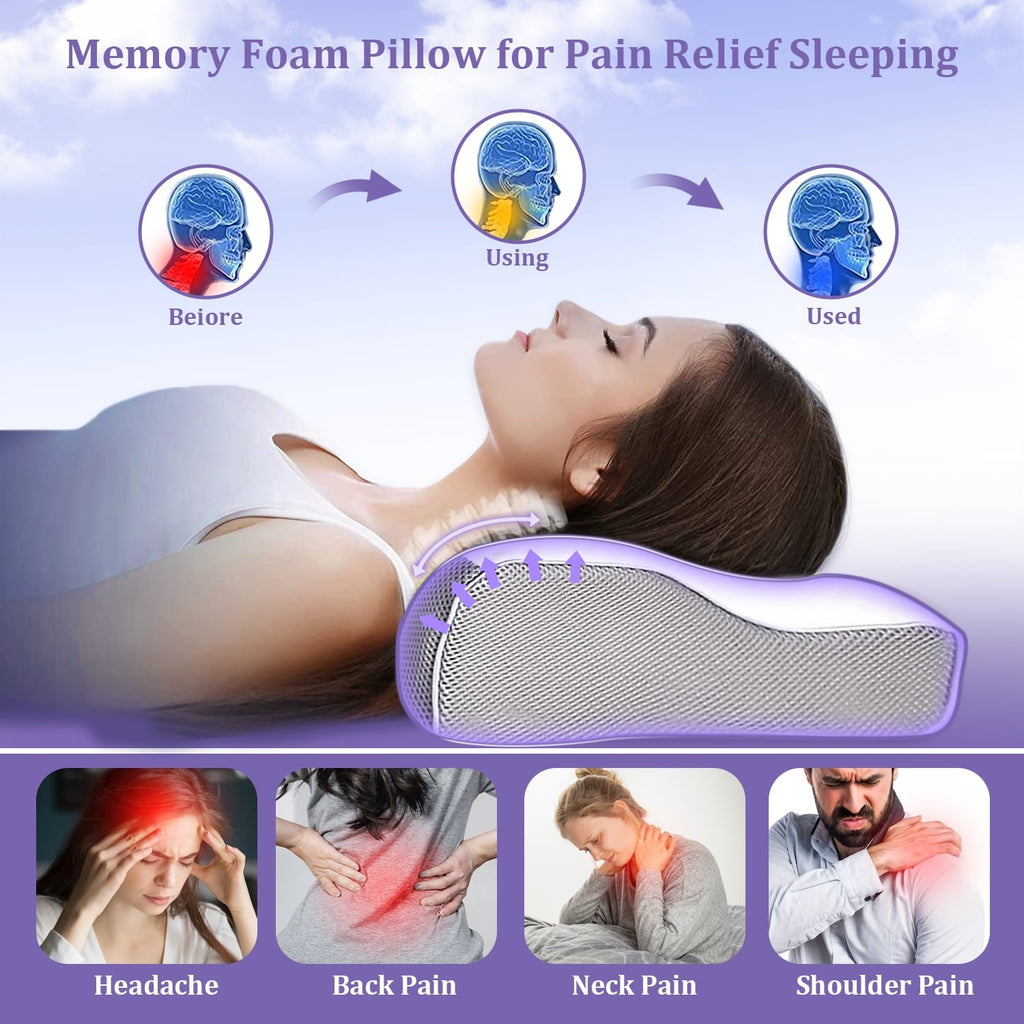 Orthopedic Support Cervical Neck Pillow for Neck Pain Relief, Ergonomic Memory Foam Pillow Bed Pillows for Body Side Back Stomach Sleepi... - Orthopedic Shredded Foam Bed Pillow Set Detail
