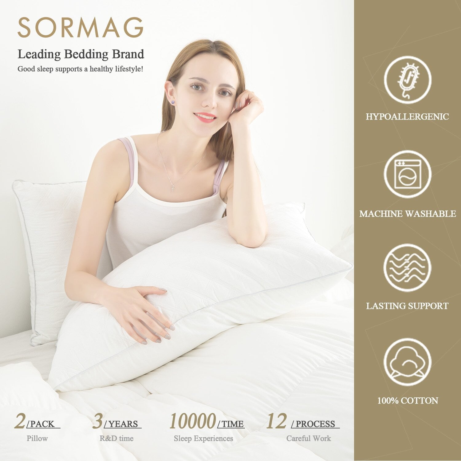 Fluffy Shredded Bed Pillows Queen Size Set of 2 Pillows for Bed 2 Pack Cooling Hotel Collection Down Alternative Pillows 20 x 30 inches - Ergonomic Memory Foam Pillow for Neck Pain Support Detail
