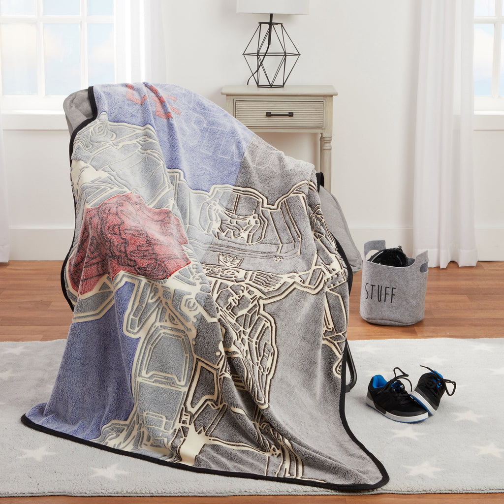 Cozy Fleece Kids Fleece Throw Blanket, 46x60, Glows-In-The-Dark - Luxury Knitted Decorative Throw Blanket with Fringes Detail